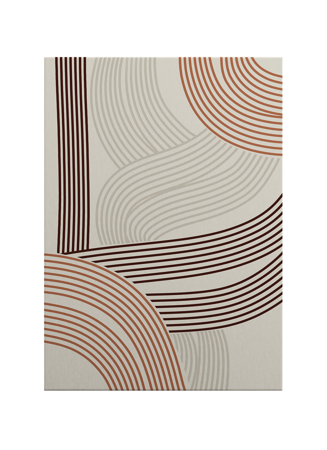 Kavisli Çizgili Bauhaus Geometrik Kanvas Tablo