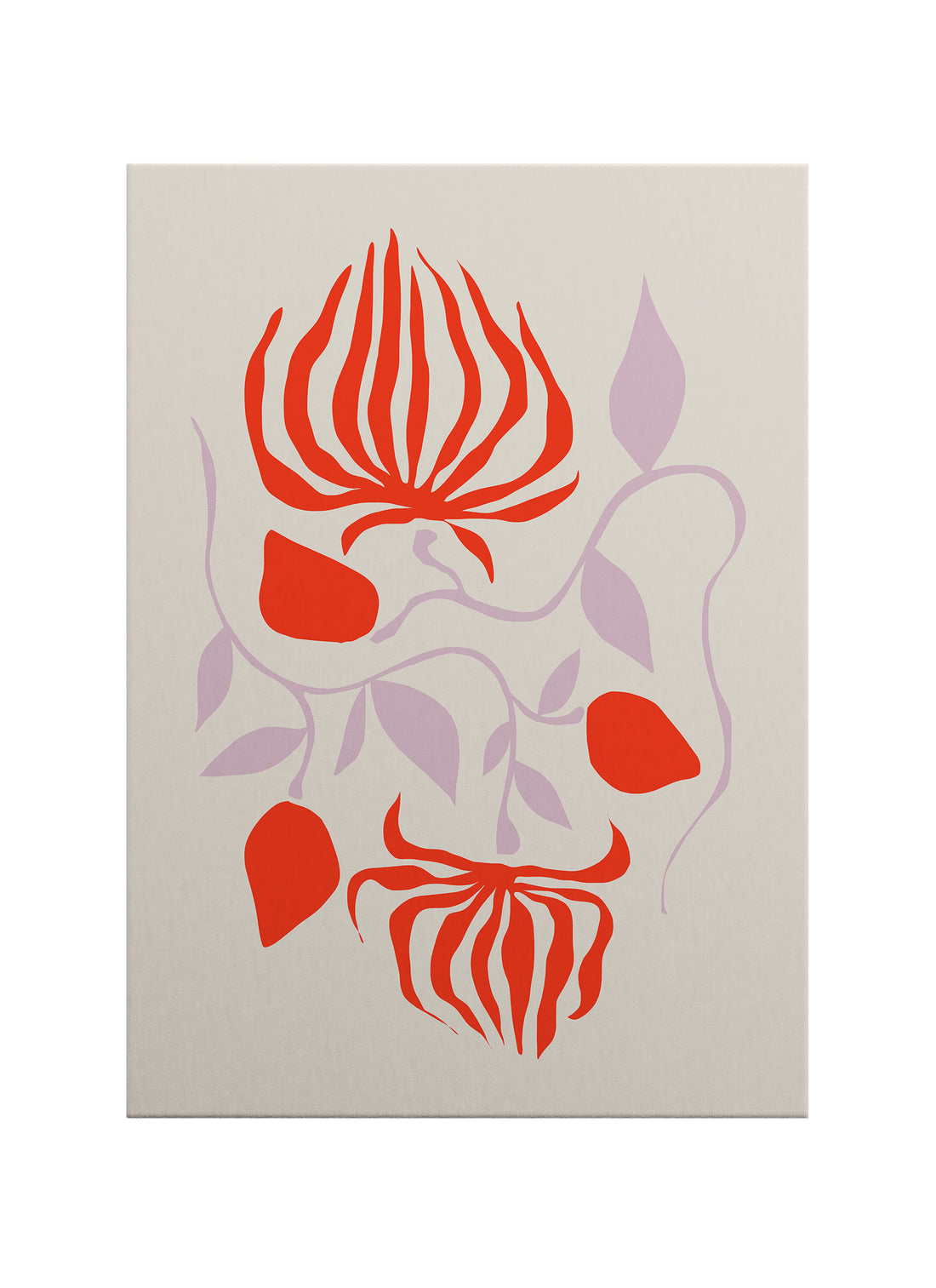 Kırmızı Lale Formları Kanvas Tablo