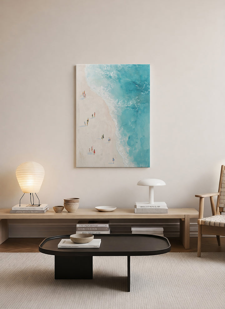 Kıyıda – Üstten Bakış Minimal Sahil Kanvas Tablo