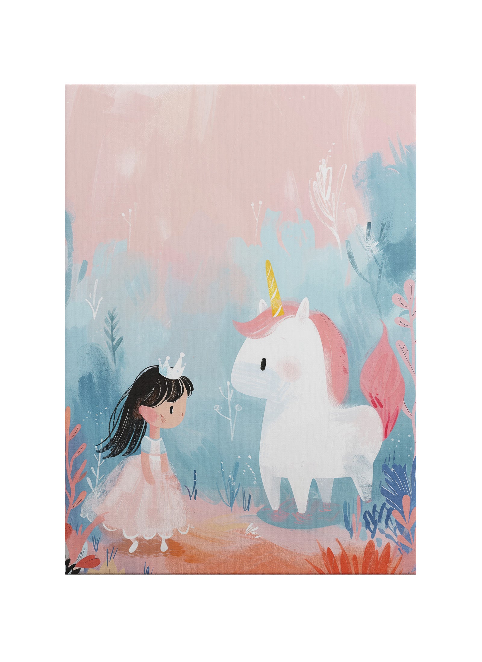 Masal Prensesi ve Unicorn Çocuk Odası Kanvas Tablo