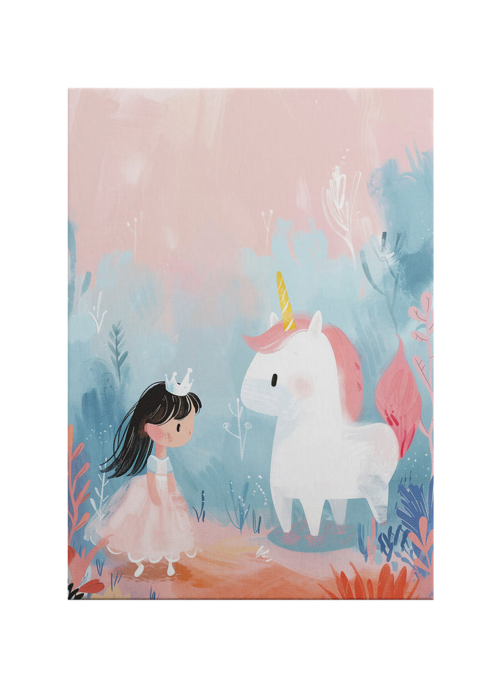 Masal Prensesi ve Unicorn Çocuk Odası Kanvas Tablo