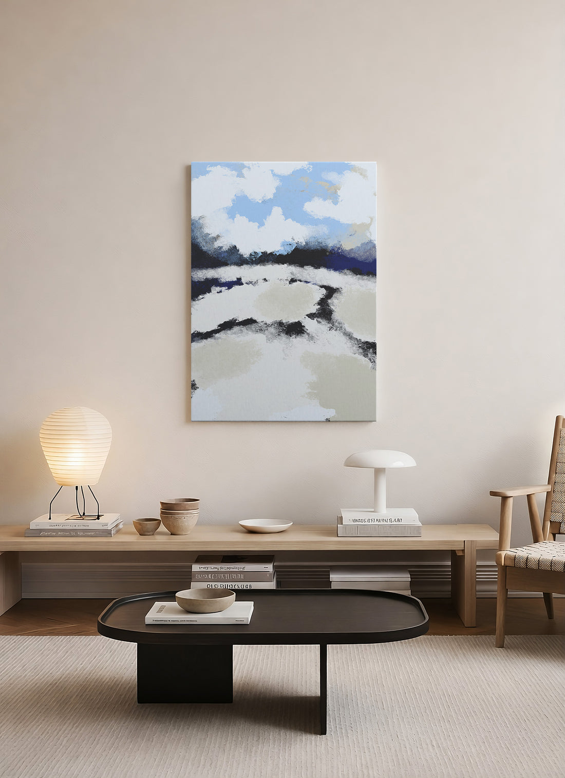 Mavi Horizon – Soyut İskandinav Minimalist Kanvas Tablo