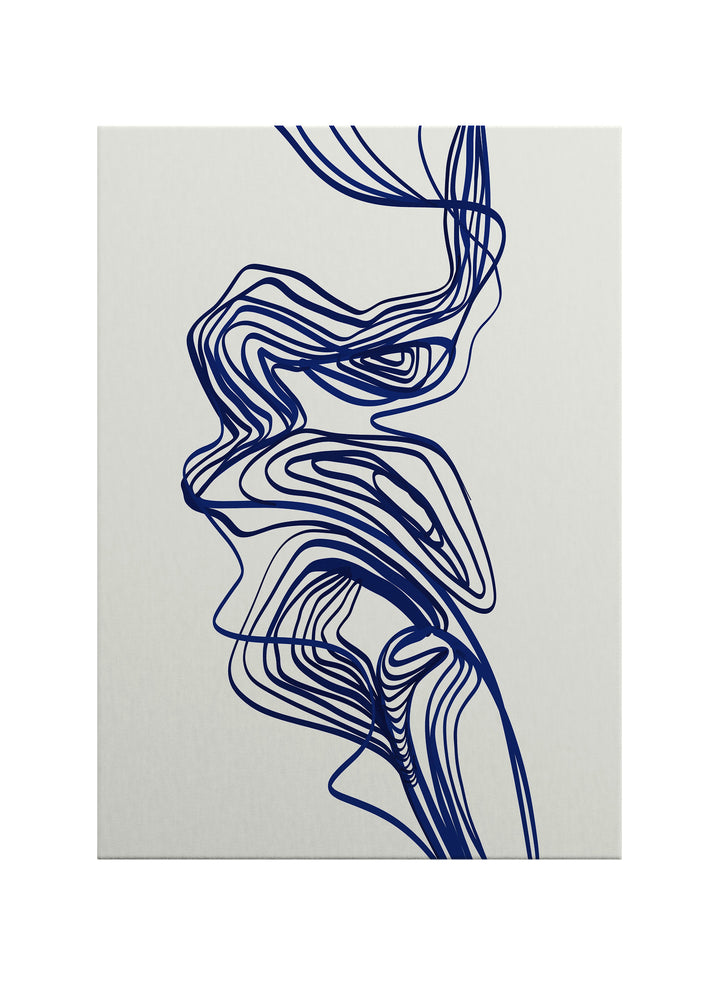Mavi Akış – Minimalist Çizgi Sanatı Kanvas Tablo