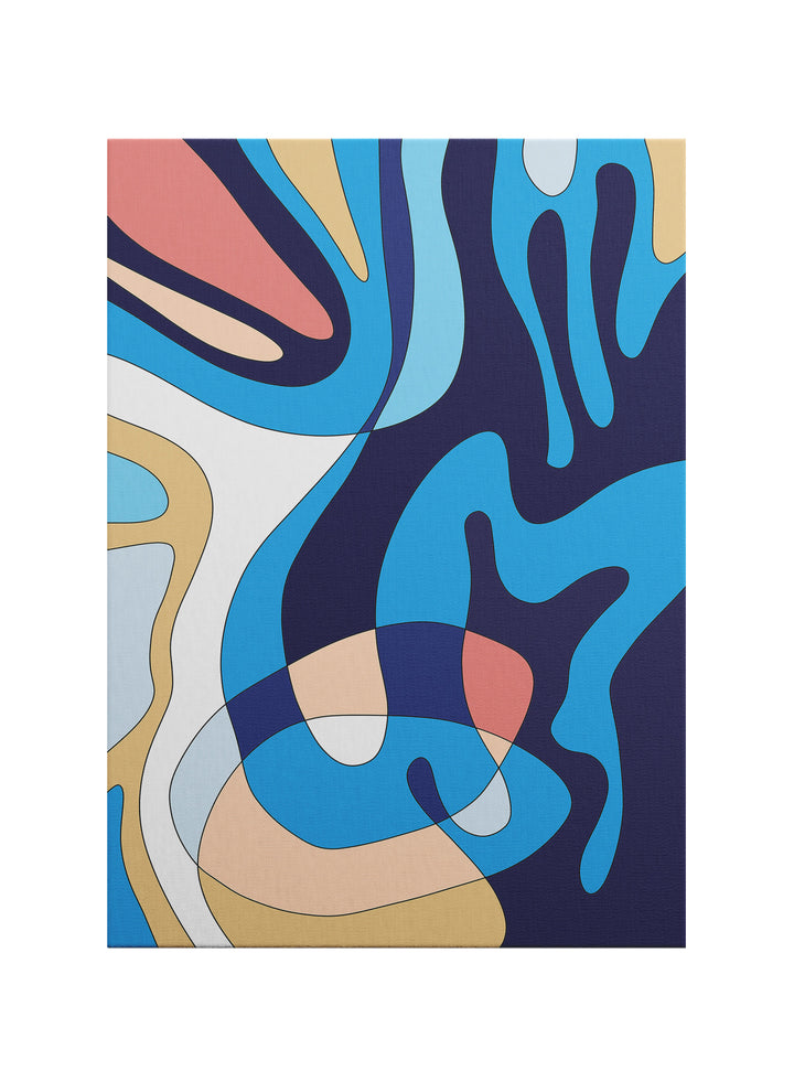 Mavi Akış – Soyut Geometrik Kanvas Tablo