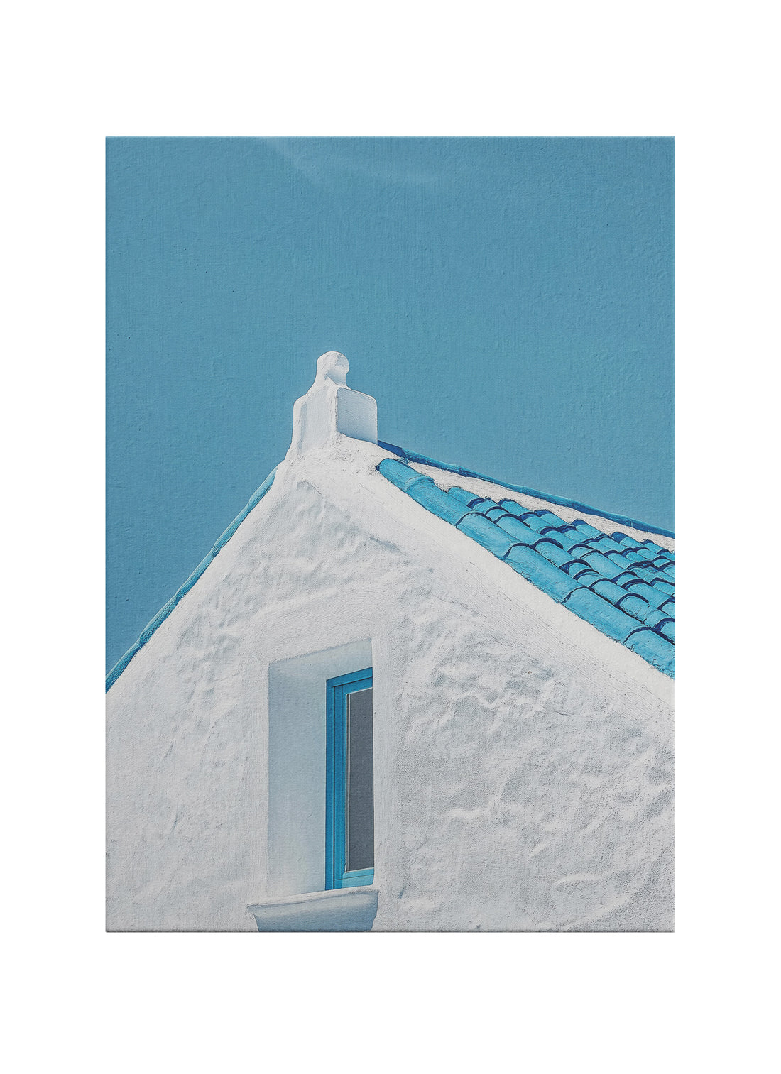 Mavi Çatı – Akdeniz Minimalist Mimari Kanvas Tablo