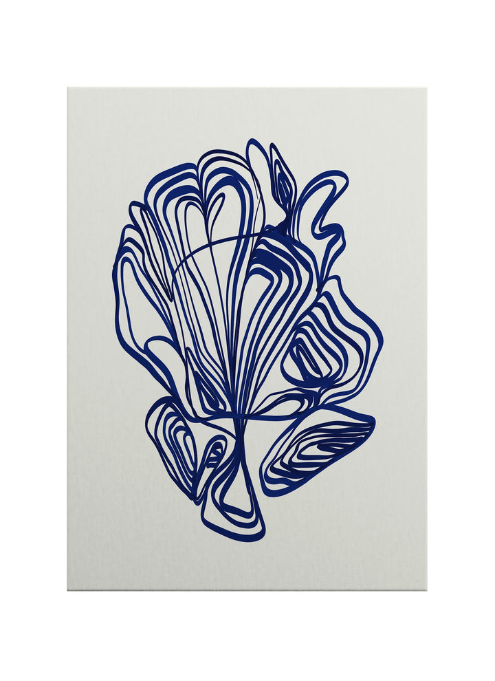 Mavi Çizgi – Soyut Botanik Kanvas Tablo