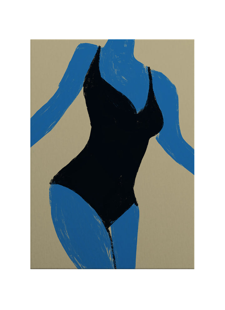 Mavi Figürlü Minimalist Kadın Formu Kanvas Tablo