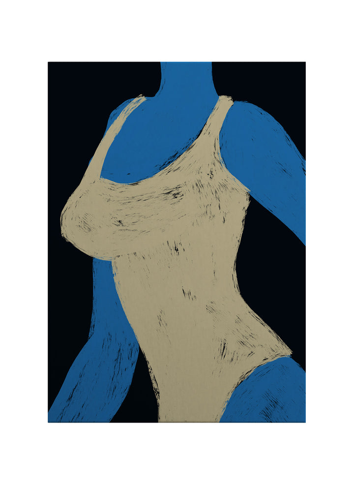 Mavi Figürlü Modern Kadın Formu Kanvas Tablo
