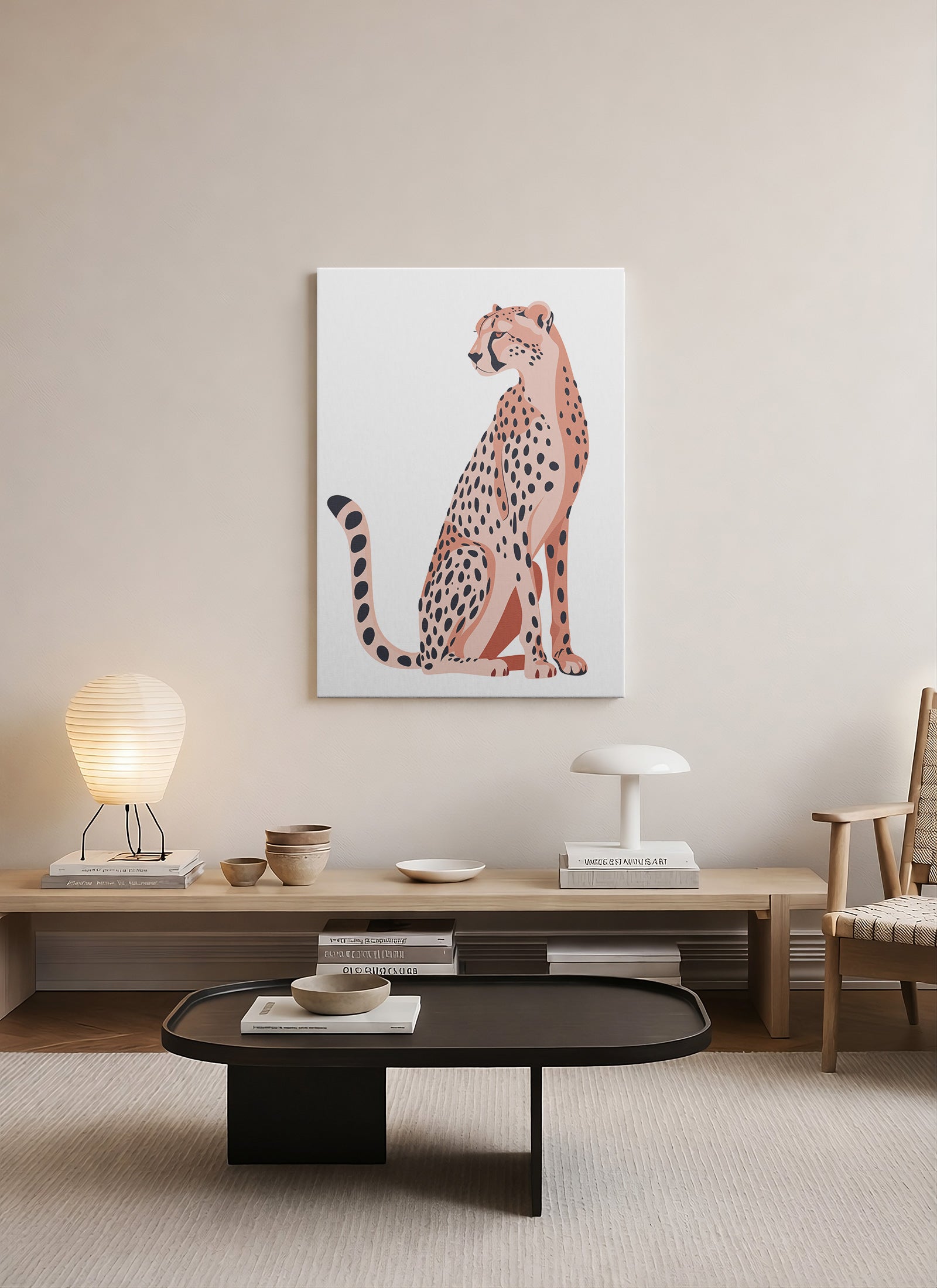 Minimal Çita Kanvas Tablo – Modern Safari Duvar Dekoru
