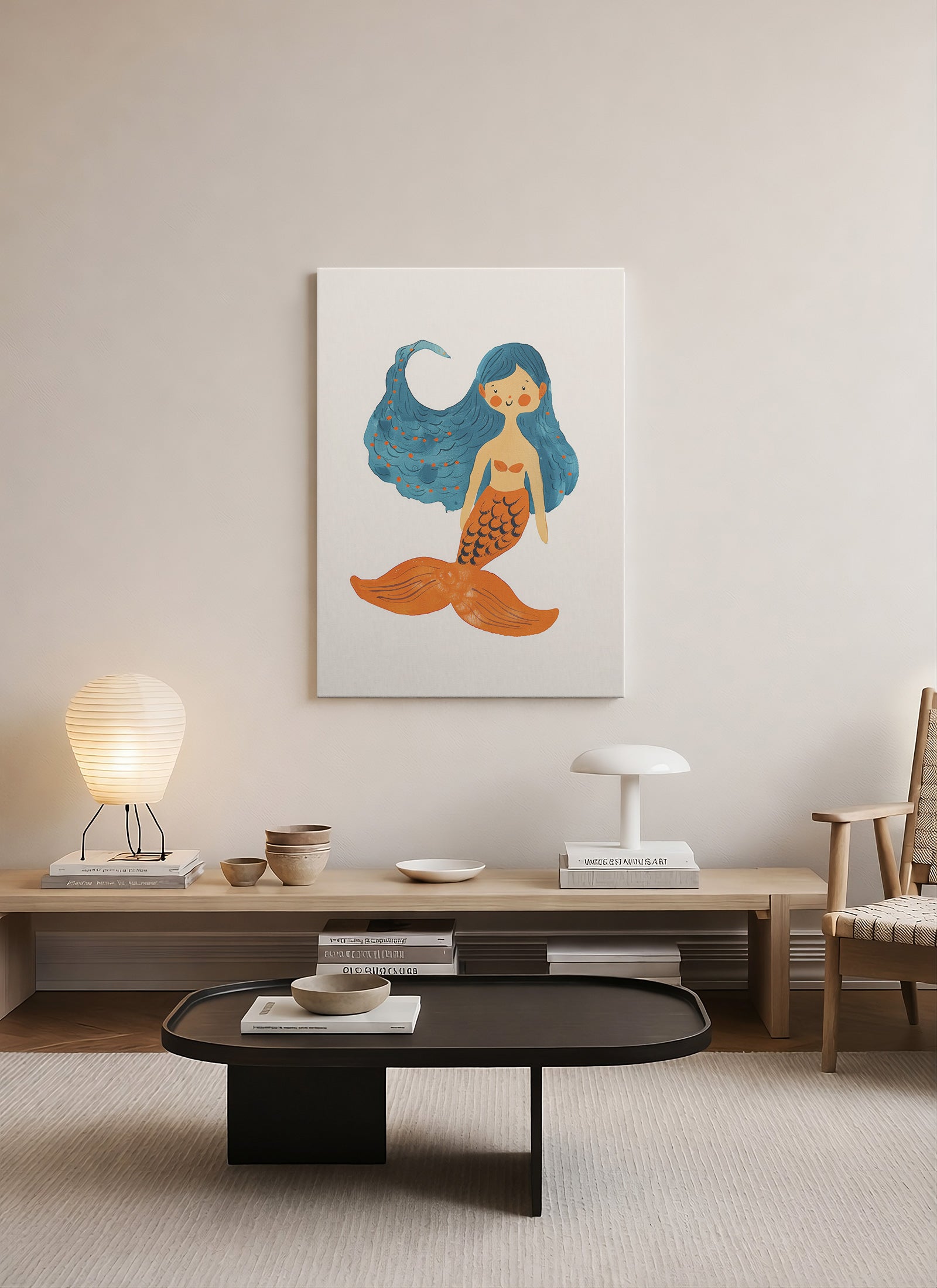 Minimal Deniz Kızı Kanvas Tablo