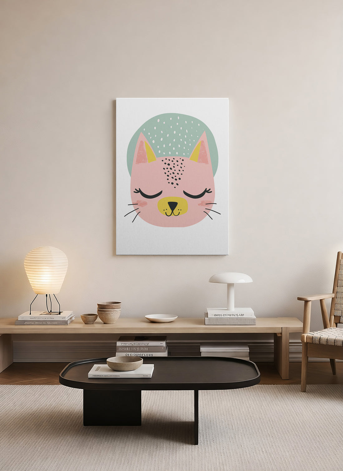 Minimal Kedi Çocuk Odası Kanvas Tablo