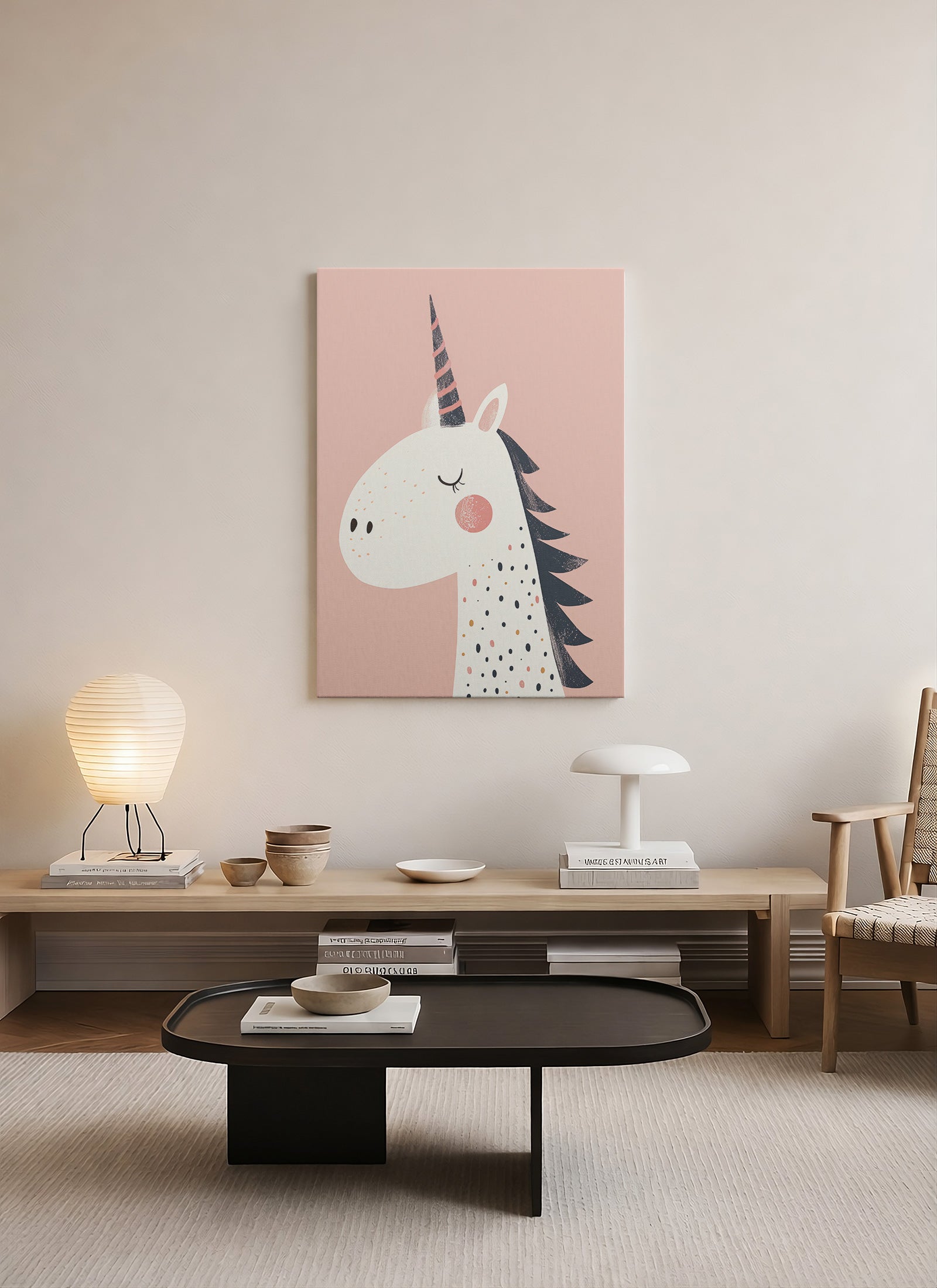 Minimal Unicorn Kanvas Tablo