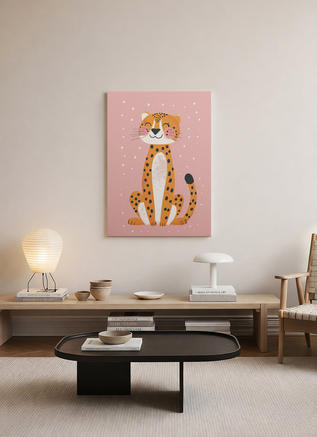Minimalist Leopar Çocuk Odası Kanvas Tablo