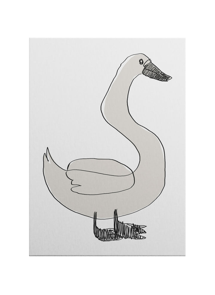 Minimalist Kuğu Çizimi Kanvas Tablo