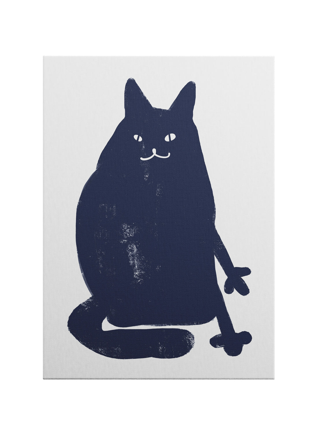 Minimalist Lacivert Kedi İllüstrasyonu Kanvas Tablo
