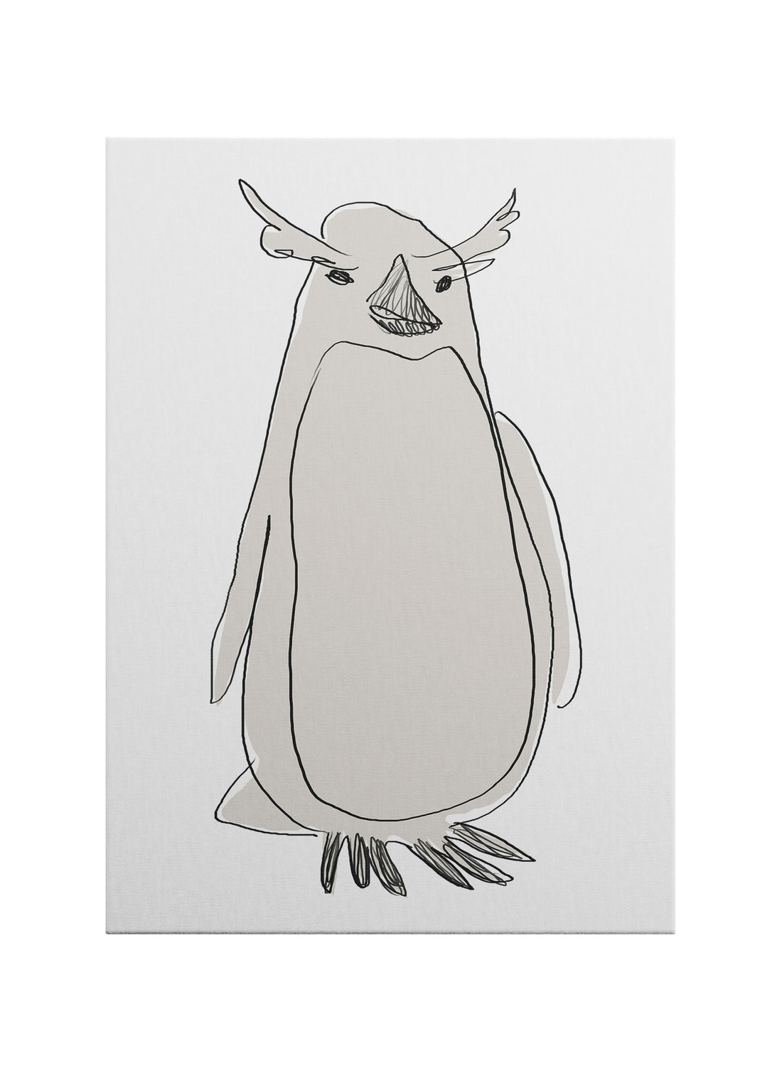 Minimalist Penguen Çizimi Kanvas Tablo