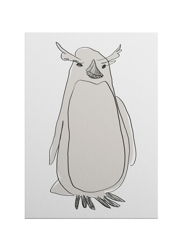 Minimalist Penguen Çizimi Kanvas Tablo