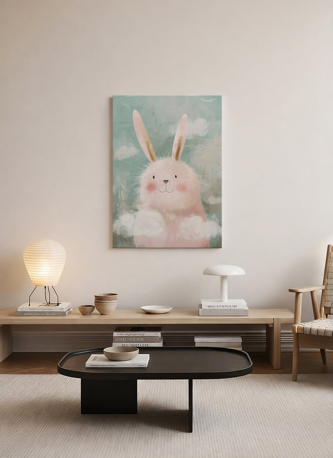 Mint Yeşili Tavşan Bebek Odası Kanvas Tablo