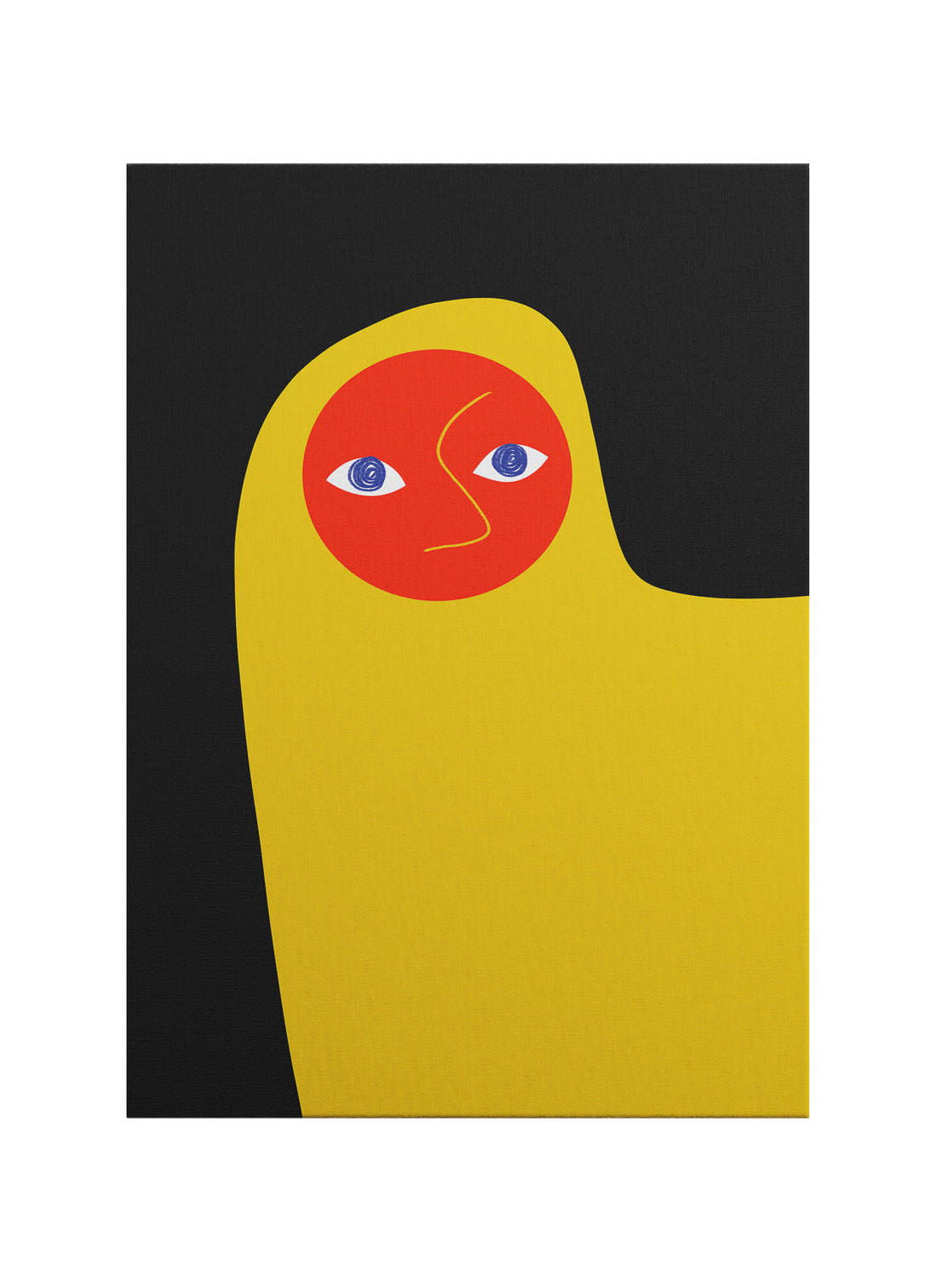 Modern Bauhaus Figür Kanvas Tablo – Sarı Siyah Soyut Yüz Poster