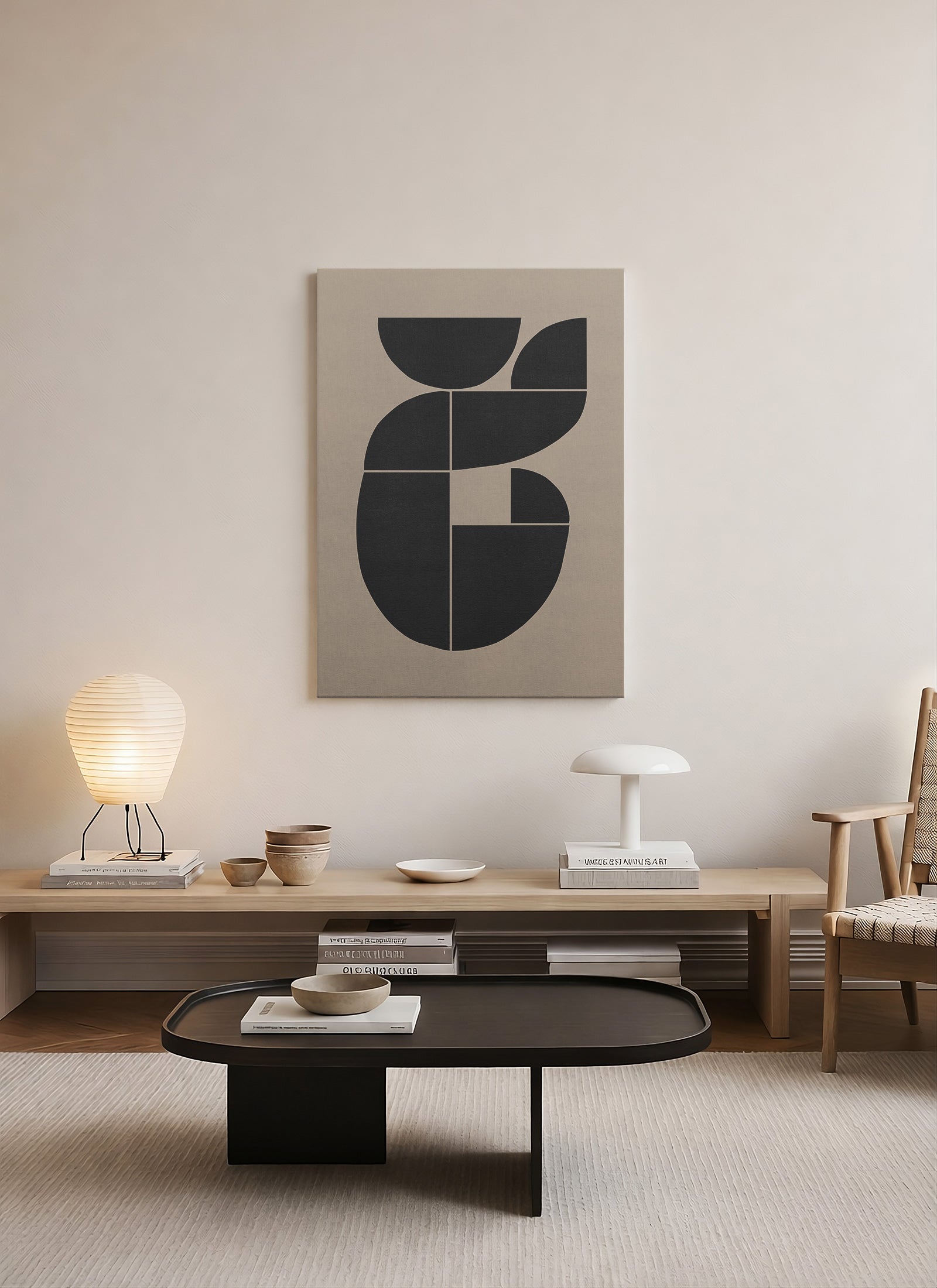 Modüler Denge – Bauhaus Esinli Geometrik Kanvas Tablo