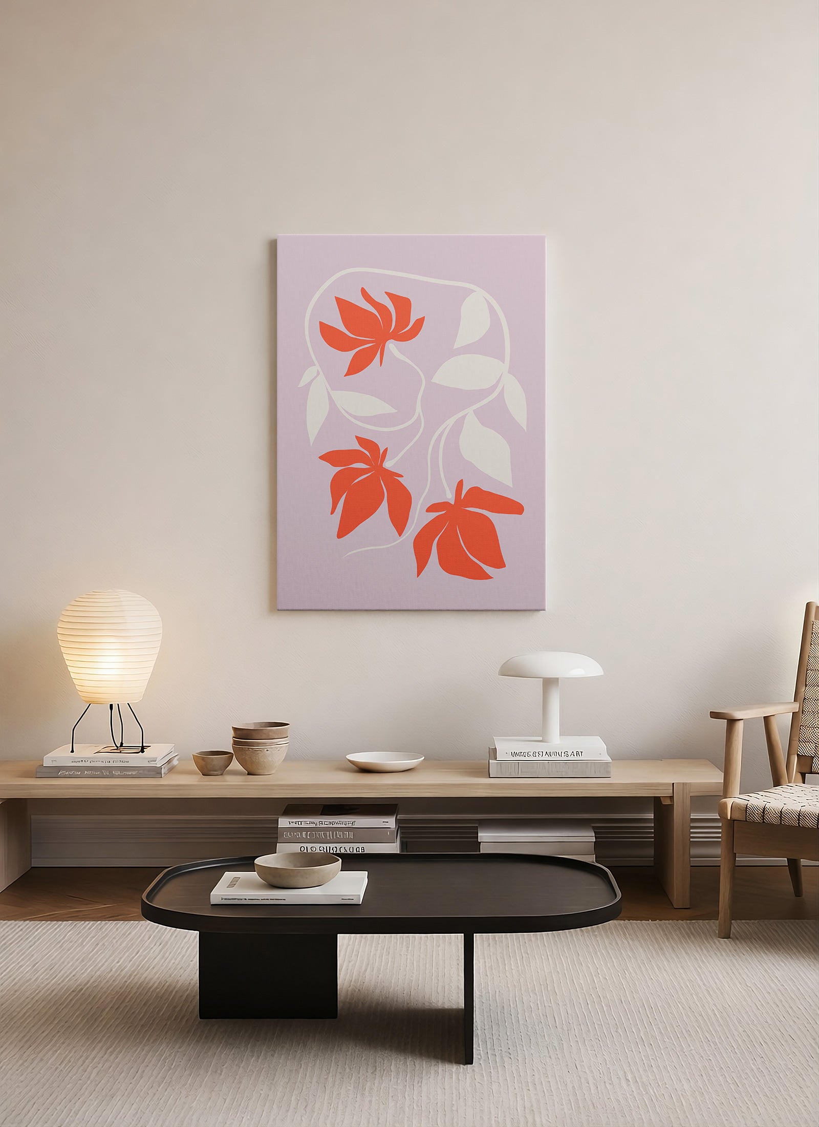 Nar Çiçeği Rüyası – Modern Botanik Minimalist Kanvas Tablo