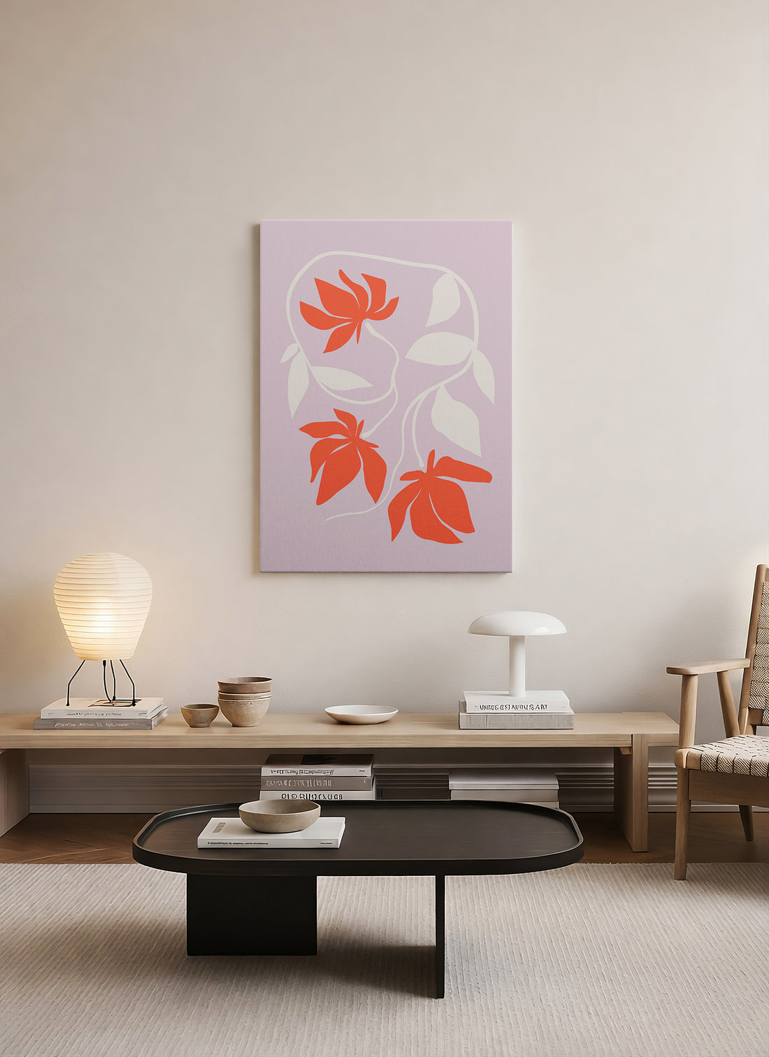 Nar Çiçeği Rüyası – Modern Botanik Minimalist Kanvas Tablo