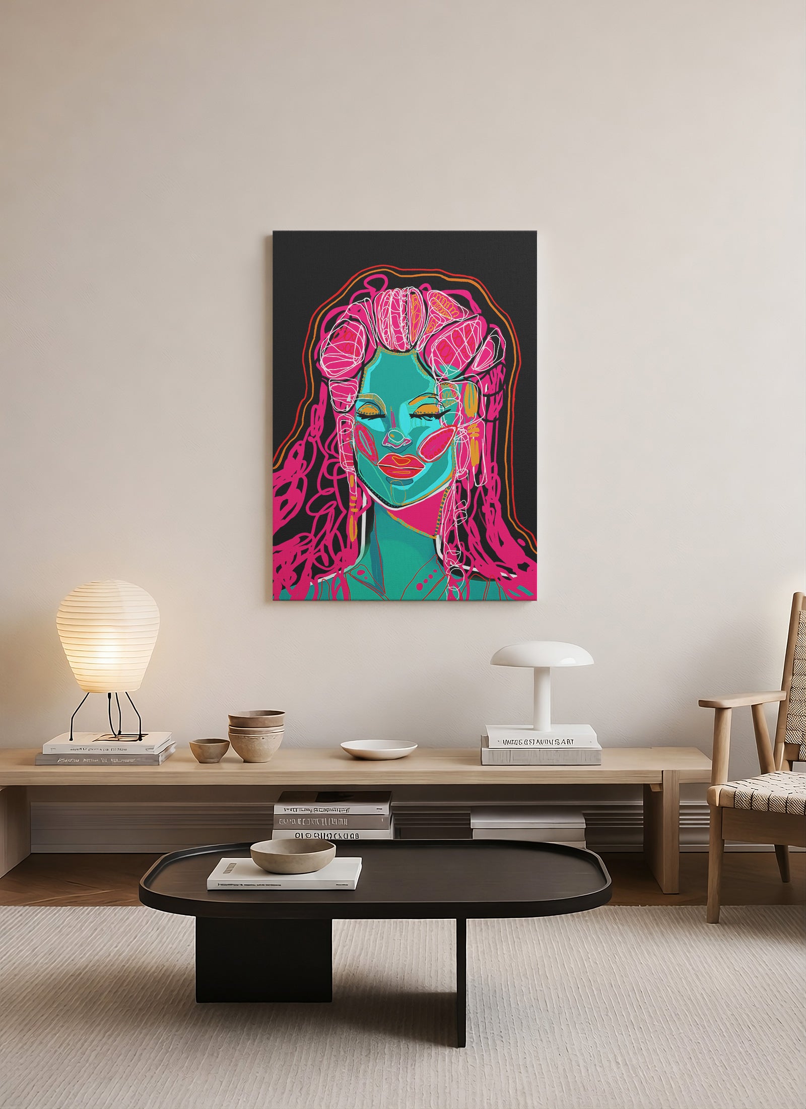 Neon Kraliçe – Çağdaş Portre Kanvas Tablo