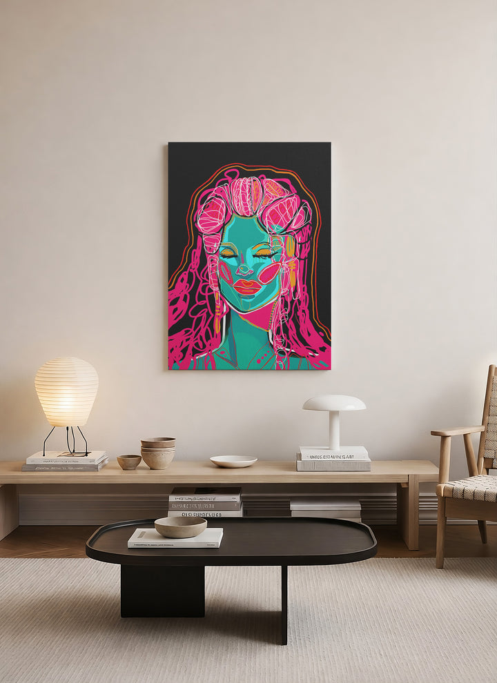 Neon Kraliçe – Çağdaş Portre Kanvas Tablo