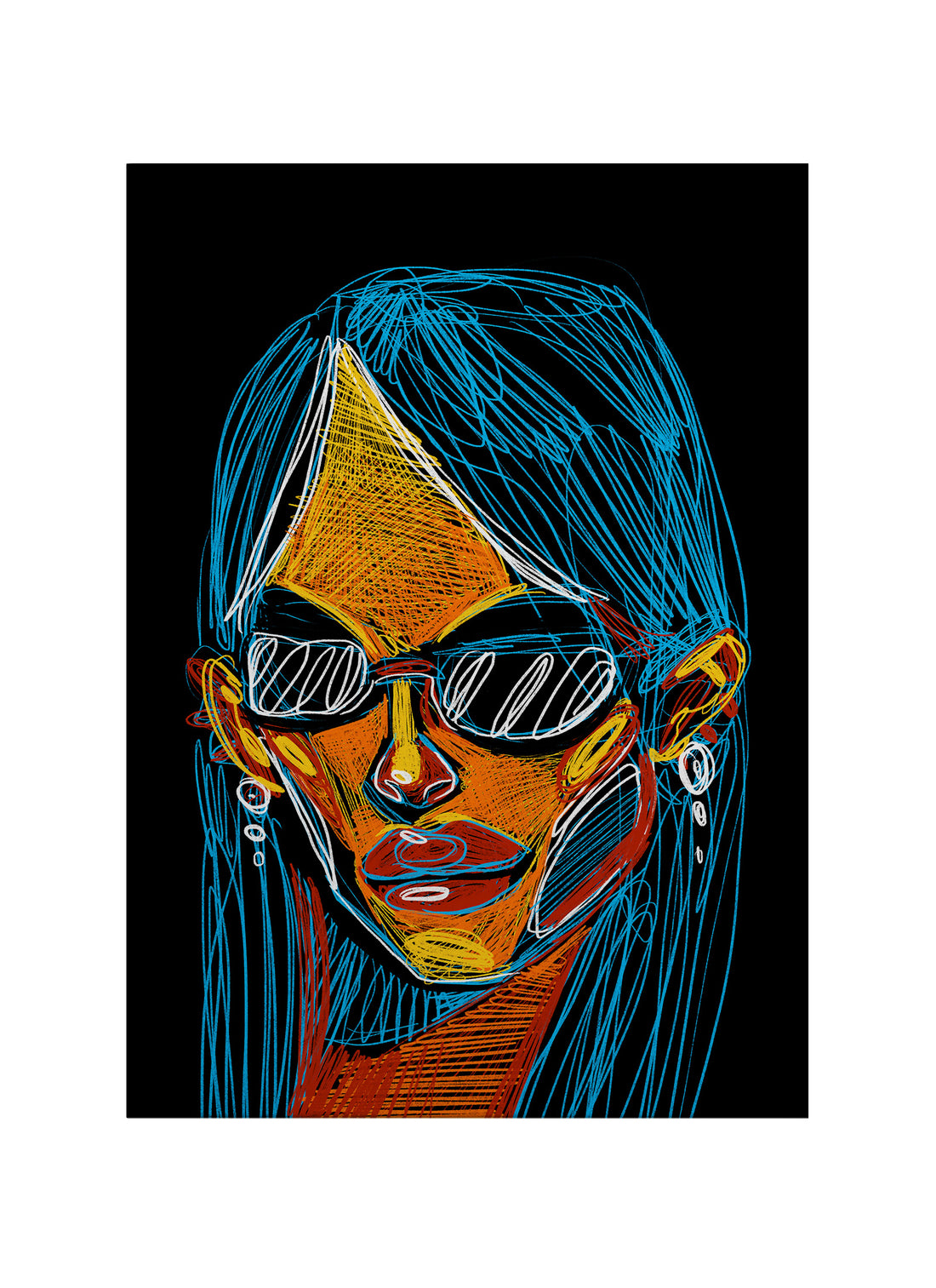 Neon Kimlik – Modern Portre Soyut Kanvas Tablo
