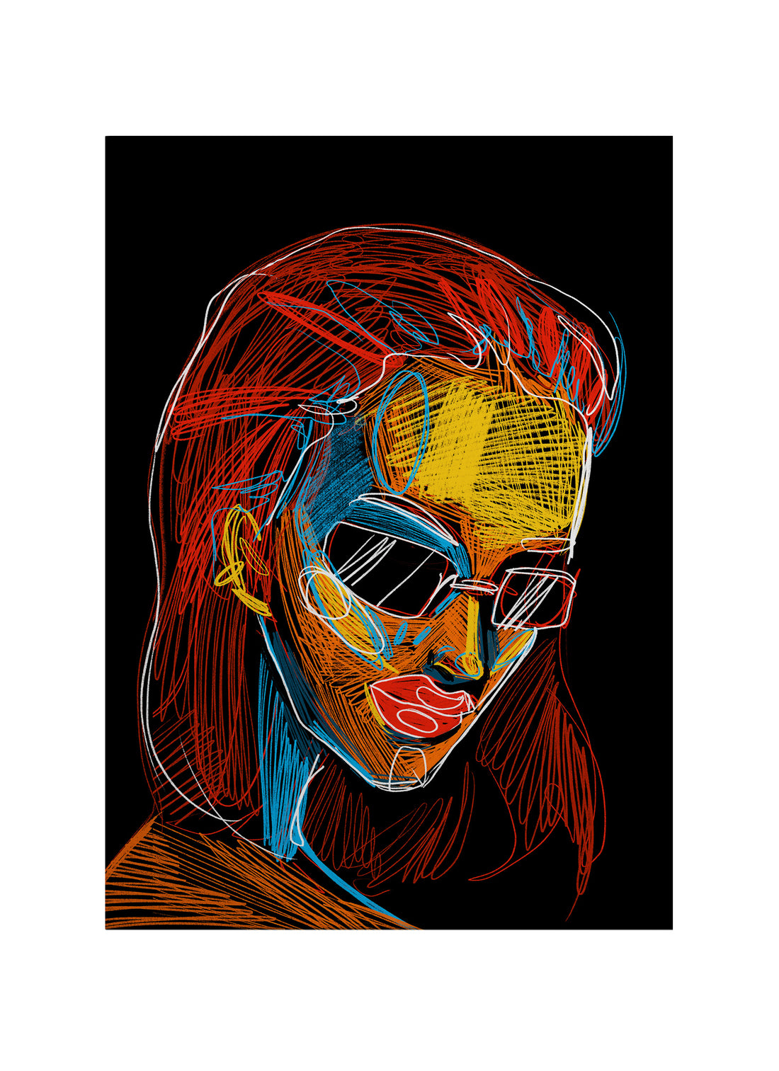 Neon Zihin – Pop Art Stil Soyut Kadın Portresi Kanvas Tablo