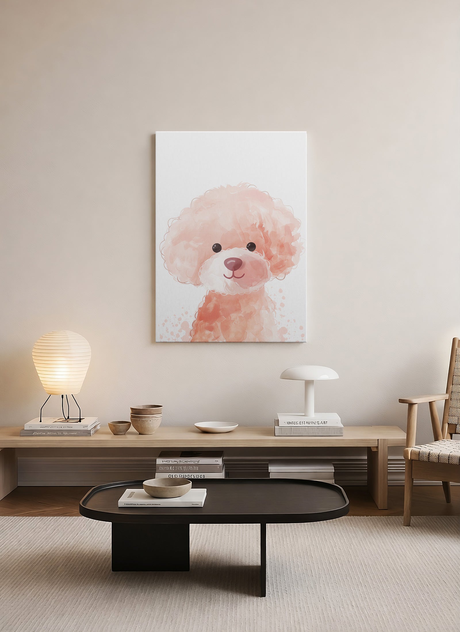 Pastel Pudra Sevimli Köpek Çocuk Odası Kanvas Tablo