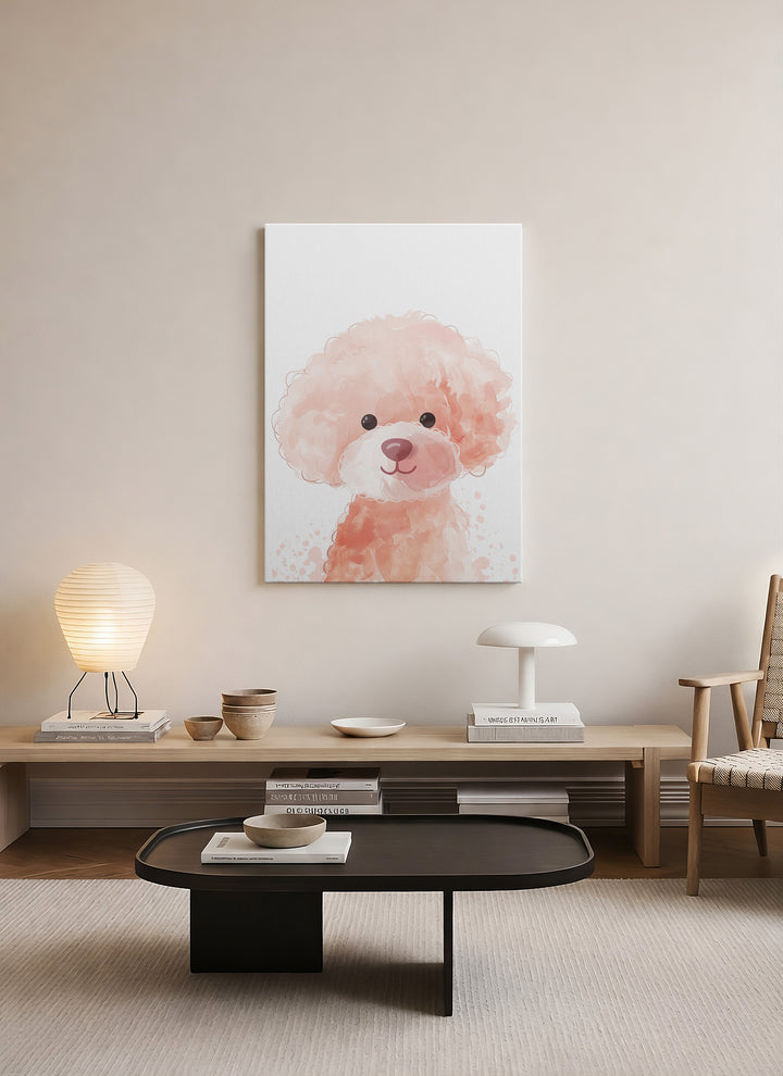 Pastel Pudra Sevimli Köpek Çocuk Odası Kanvas Tablo