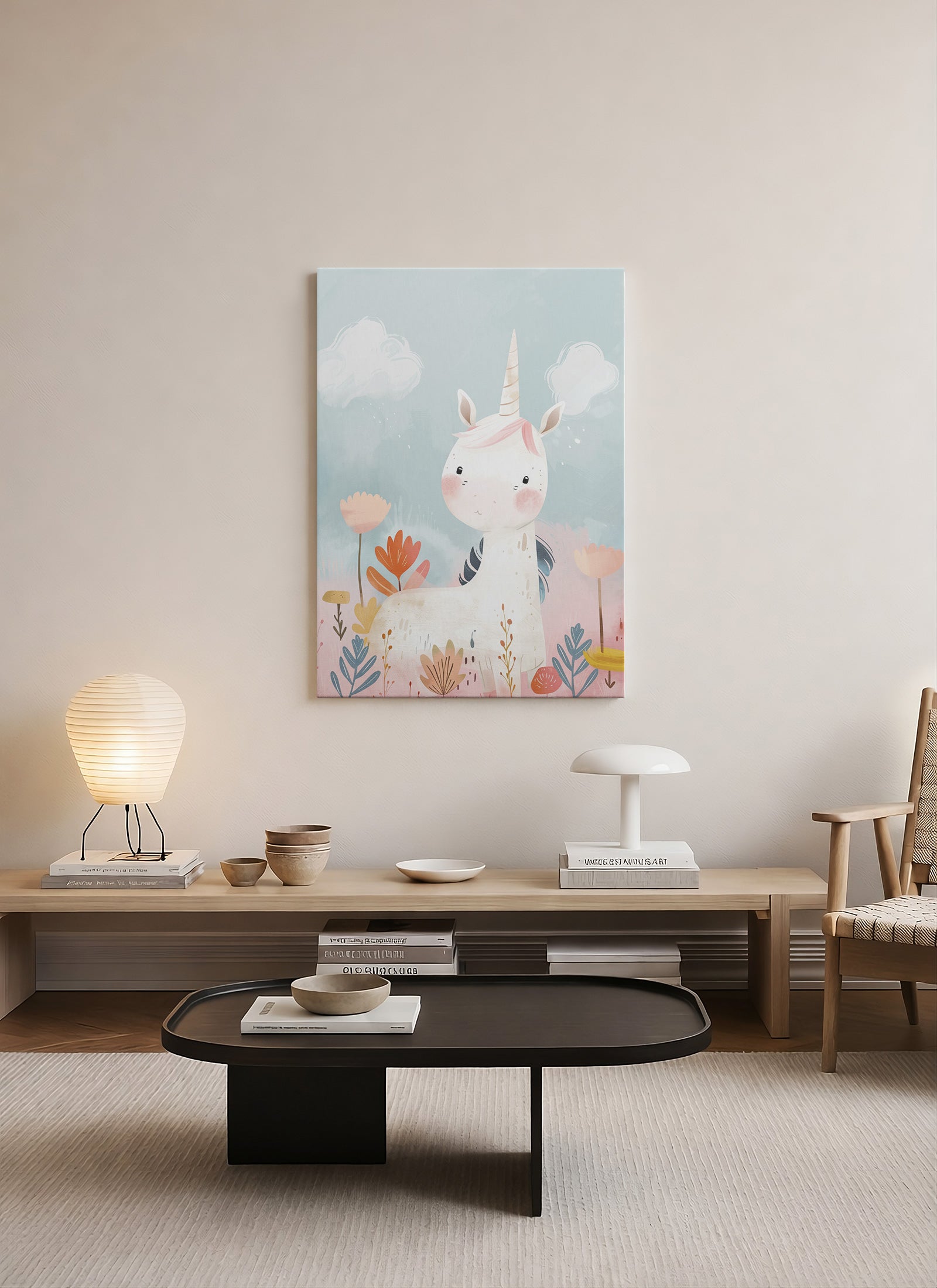 Pastel Unicorn Çocuk Odası Kanvas Tablo