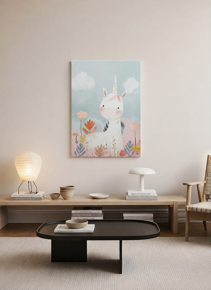 Pastel Unicorn Çocuk Odası Kanvas Tablo
