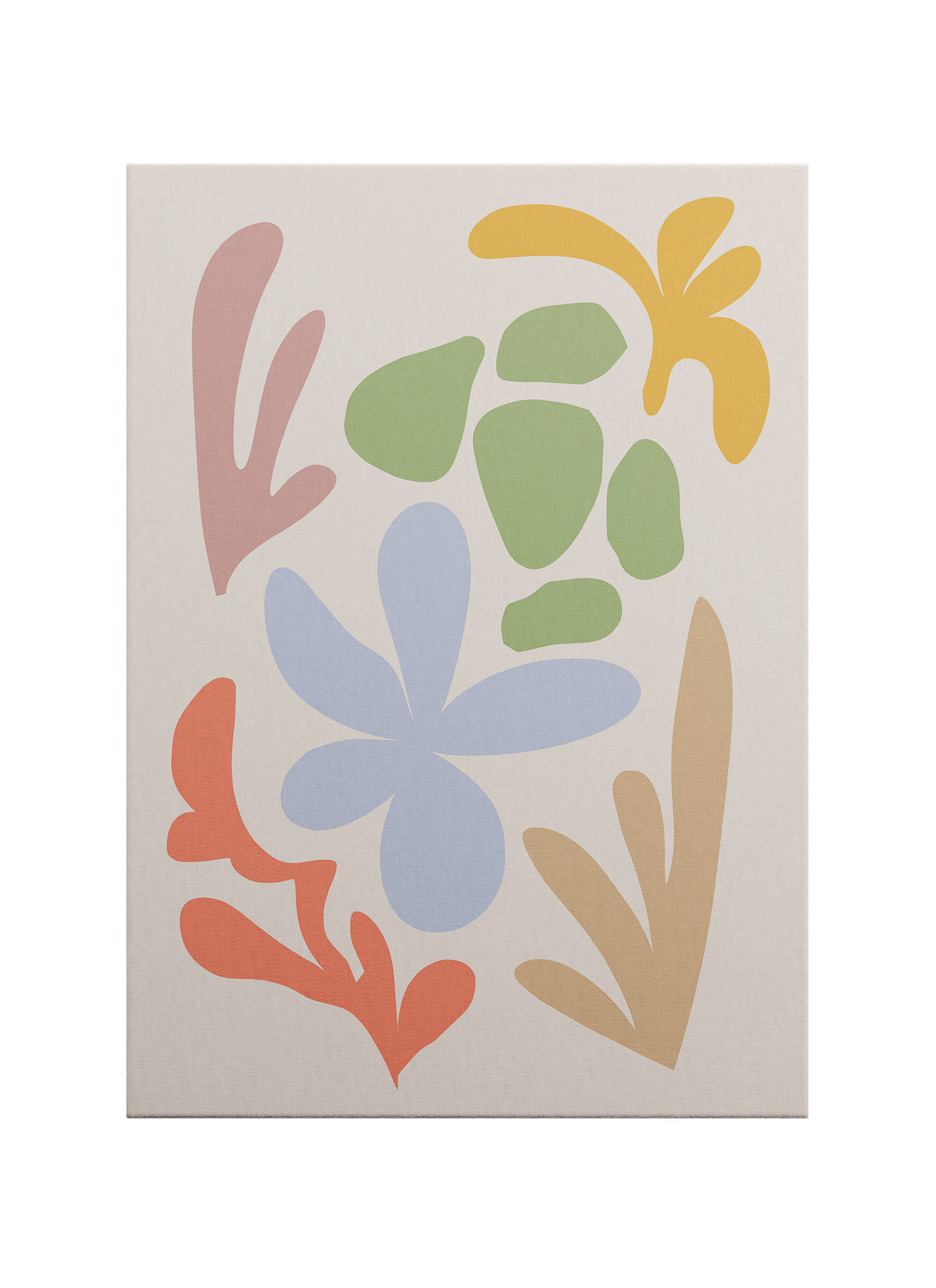 Pastel Bahçe – Modern Organik Form Kanvas Tablo