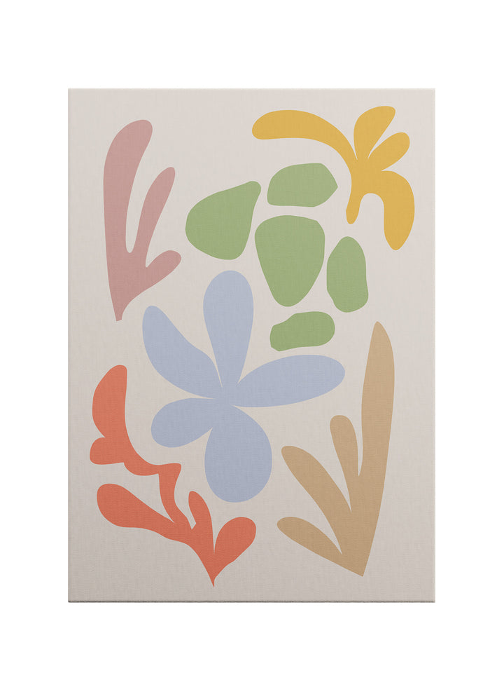 Pastel Bahçe – Modern Organik Form Kanvas Tablo