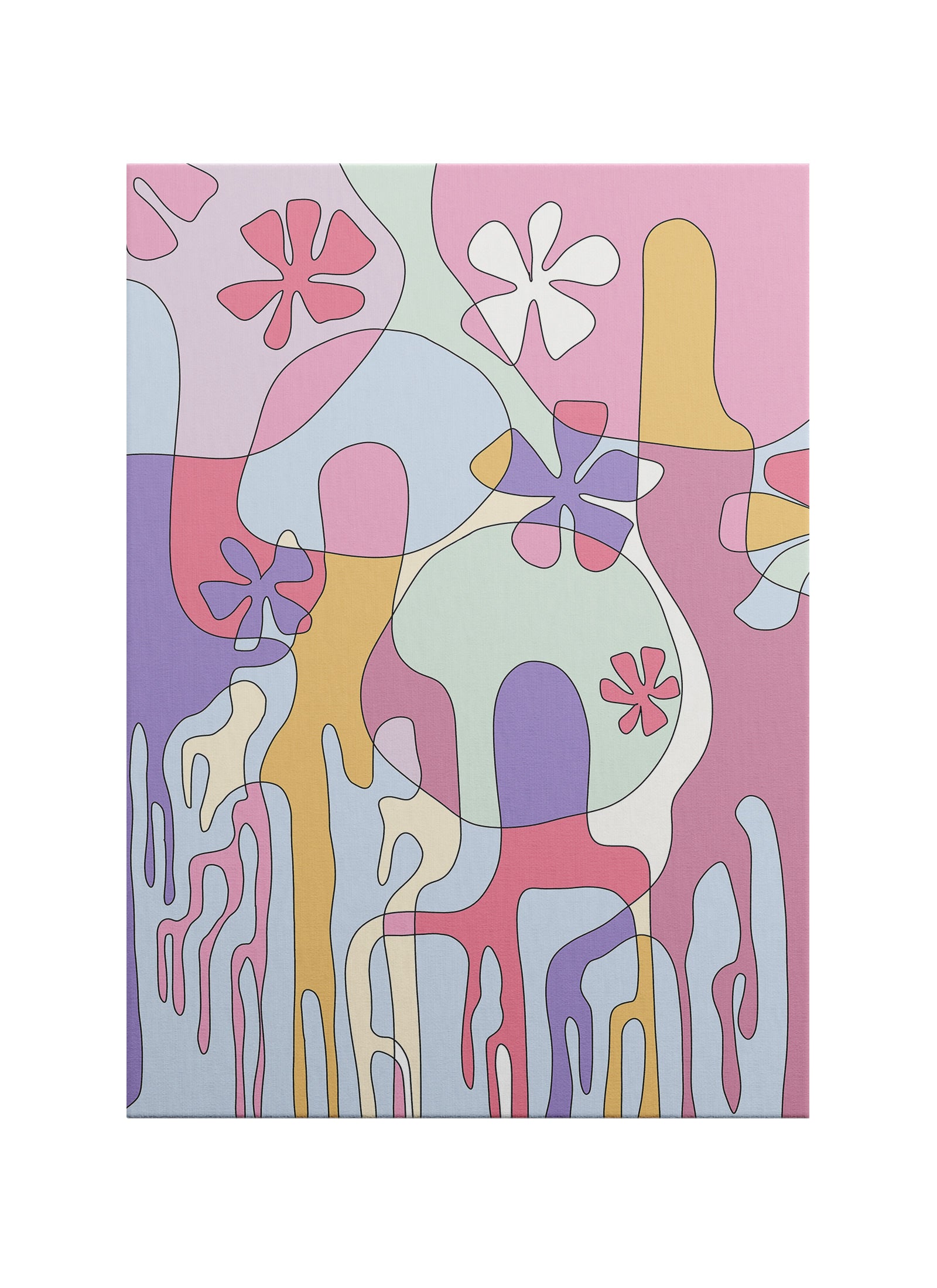 Pastel Bahçe – Modern Soyut Botanik Kanvas Tablo