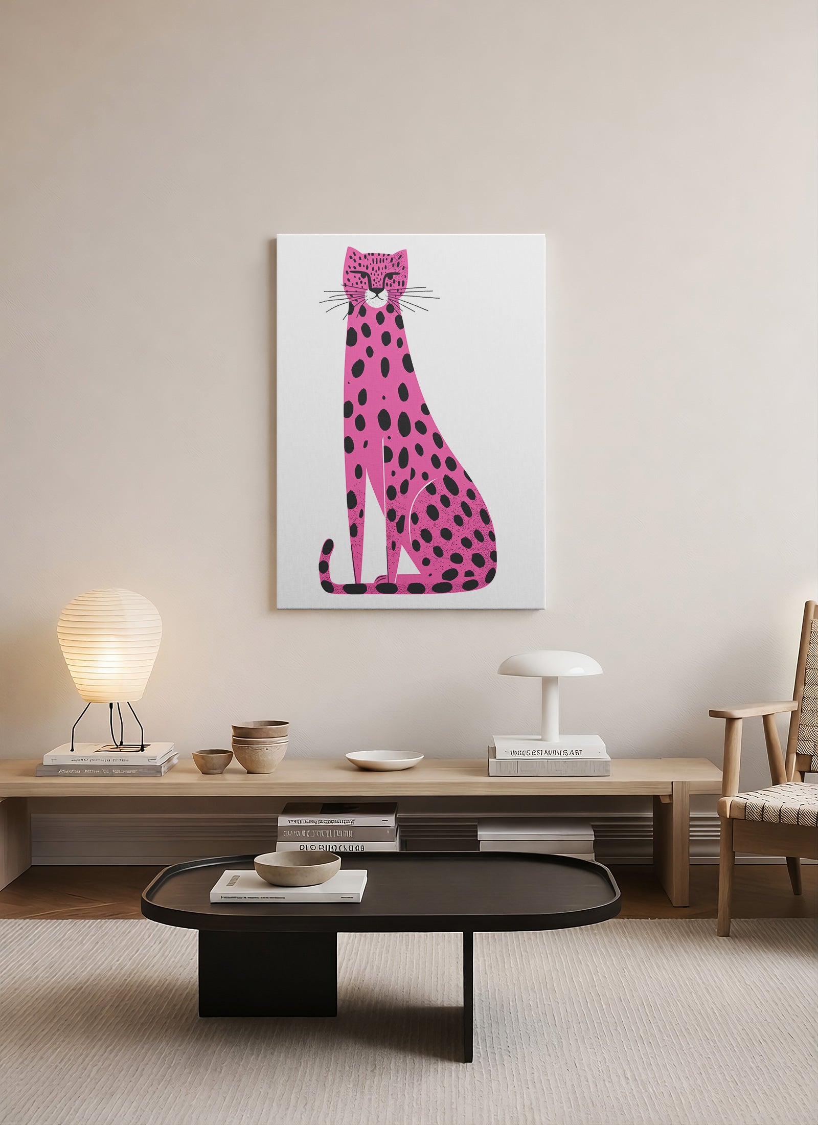 Pembe Pop Art Kedi Kanvas Tablo