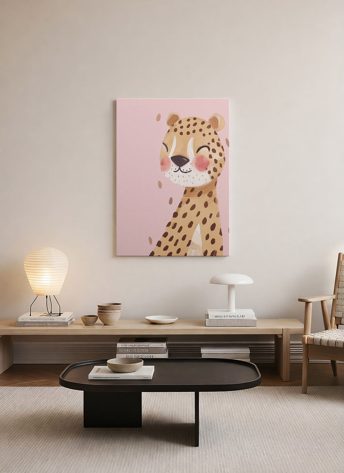Pembe Yanaklı Leopar – Safari Nursery Kanvas Tablo