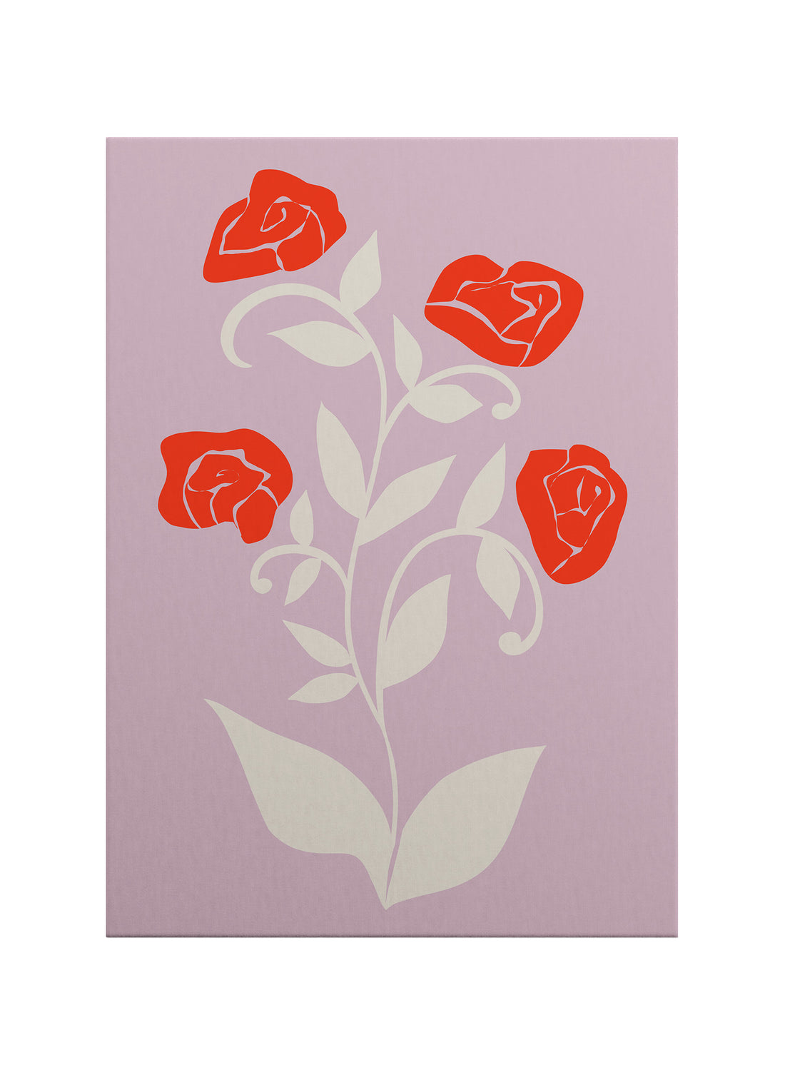 Pembe Zeminde Kırmızı Güller Kanvas Tablo