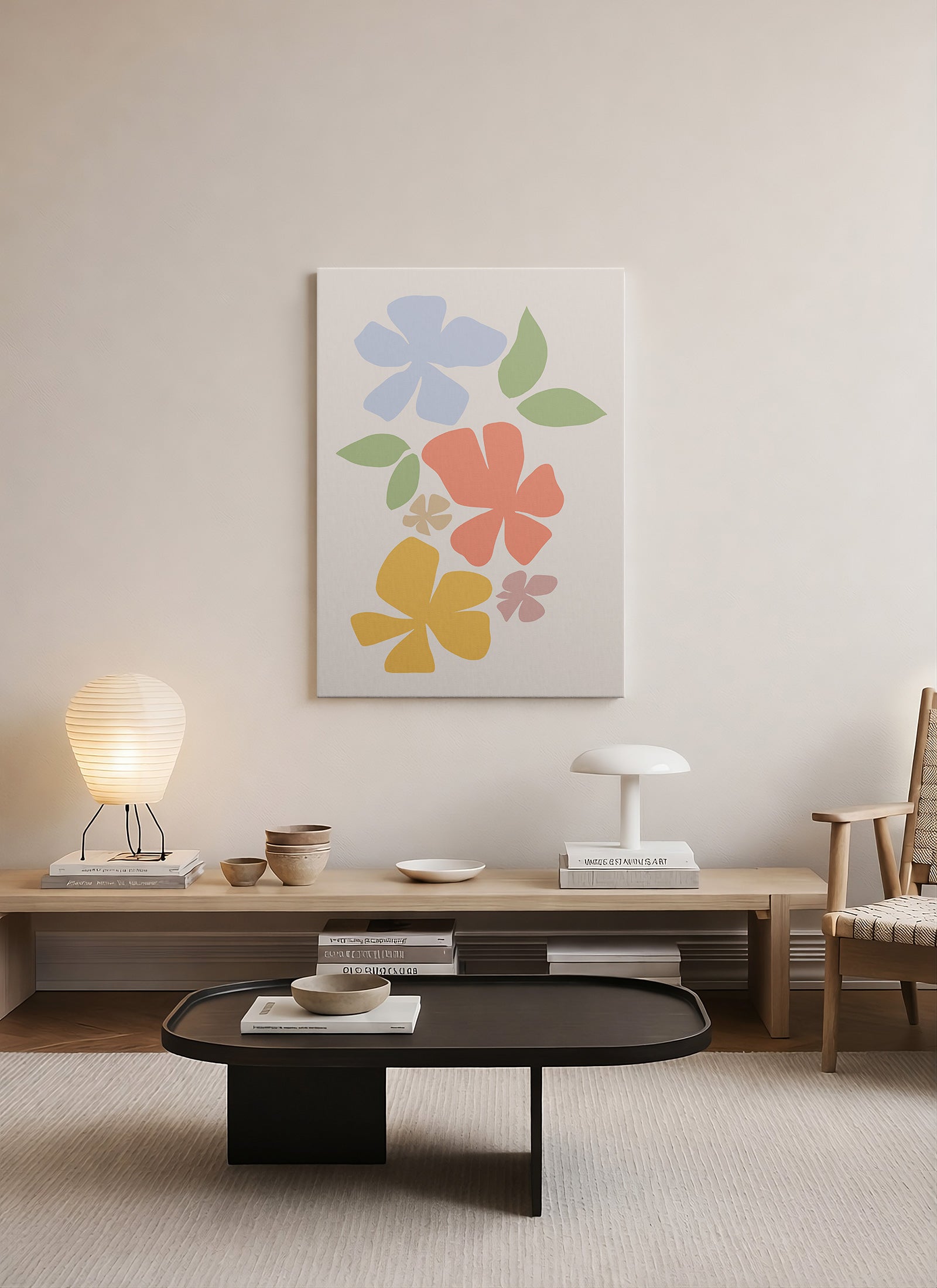 Renkli Çiçekler – Minimalist Botanik Pop Art Kanvas Tablo