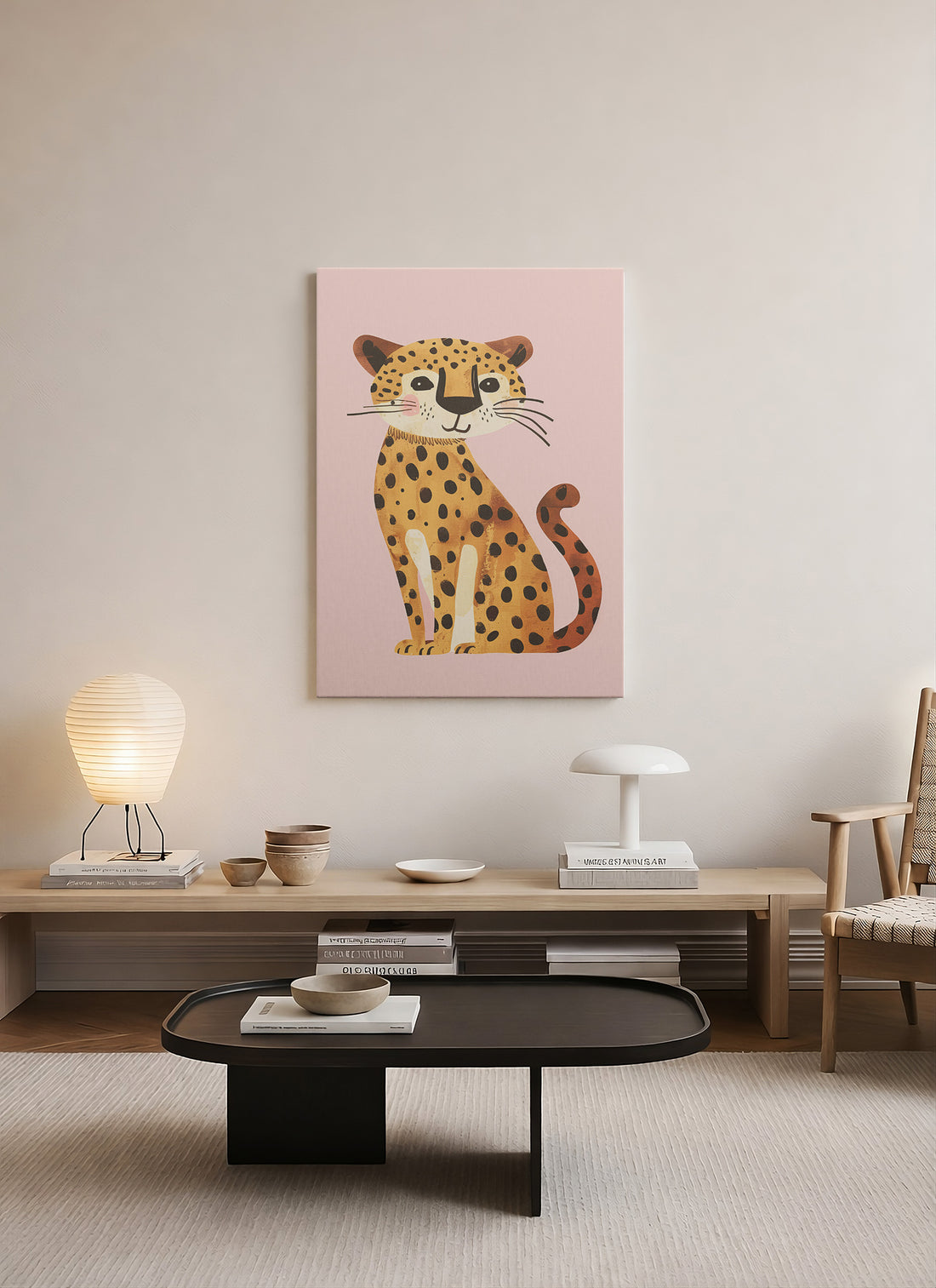 Safari Leopar Kanvas Tablo – Minimalist Çocuk Odası Duvar Dekoru