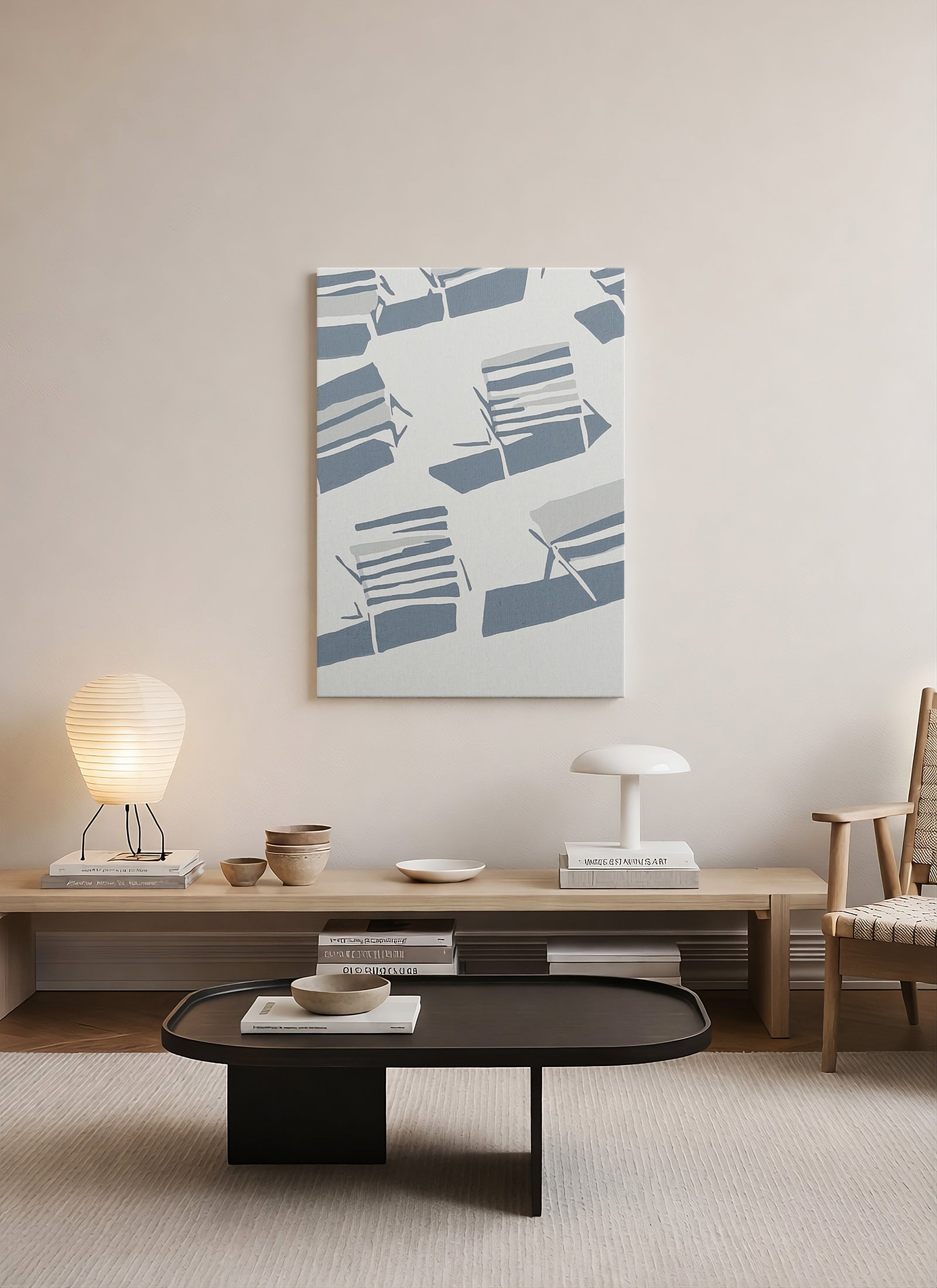 Sandalye Gölgeleri Soyut Minimalist Kanvas Tablo