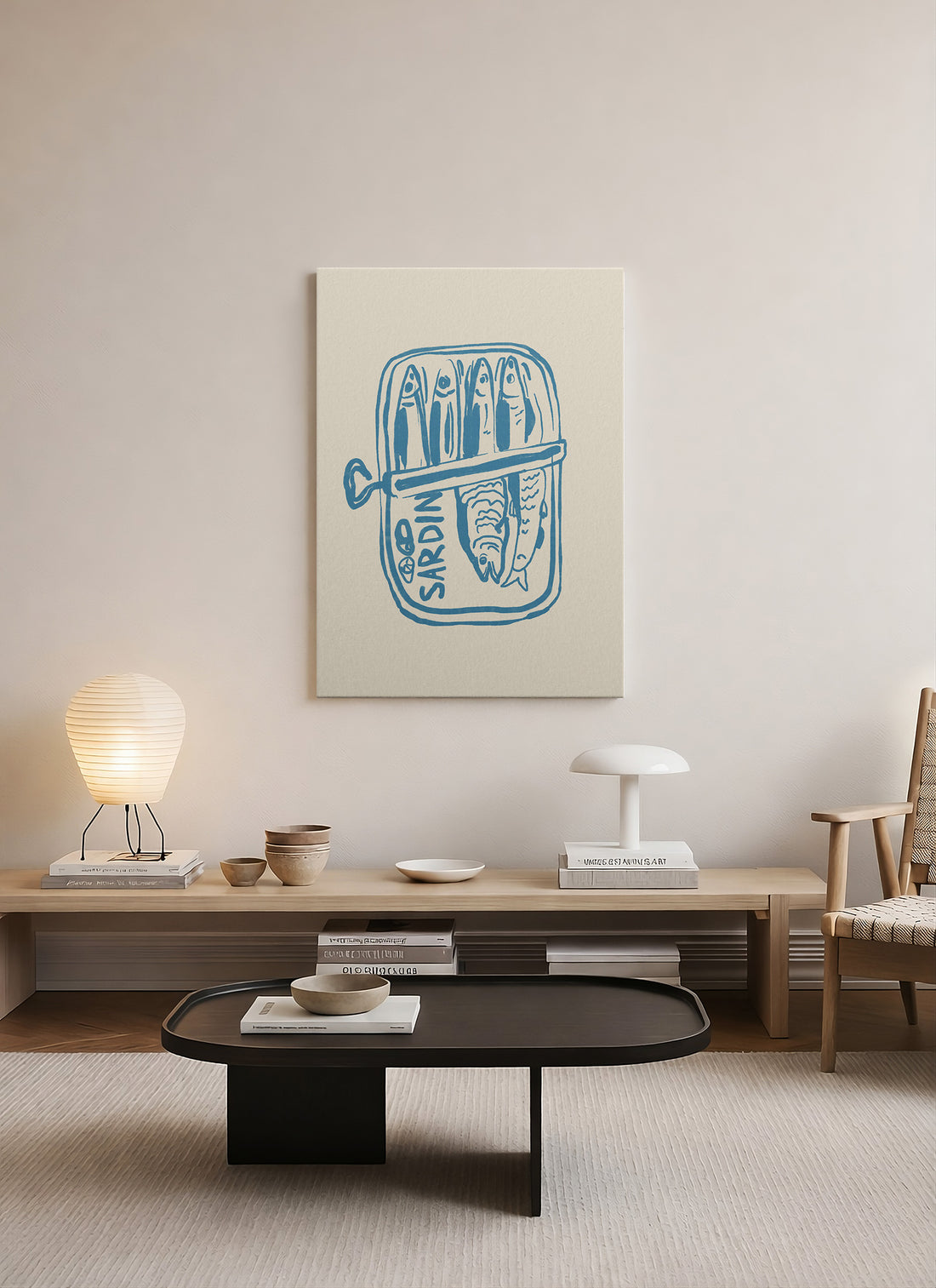 Sardalya Konservesi – Minimalist İskandinav Çizgi Sanatı Kanvas Tablo