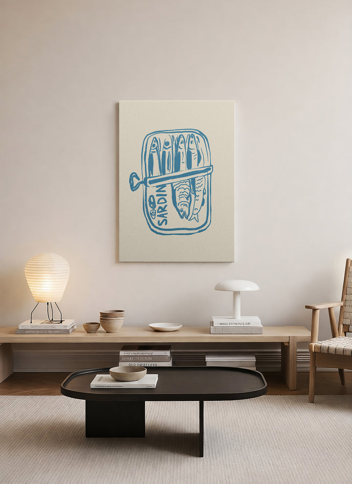 Sardalya Konservesi – Minimalist İskandinav Çizgi Sanatı Kanvas Tablo