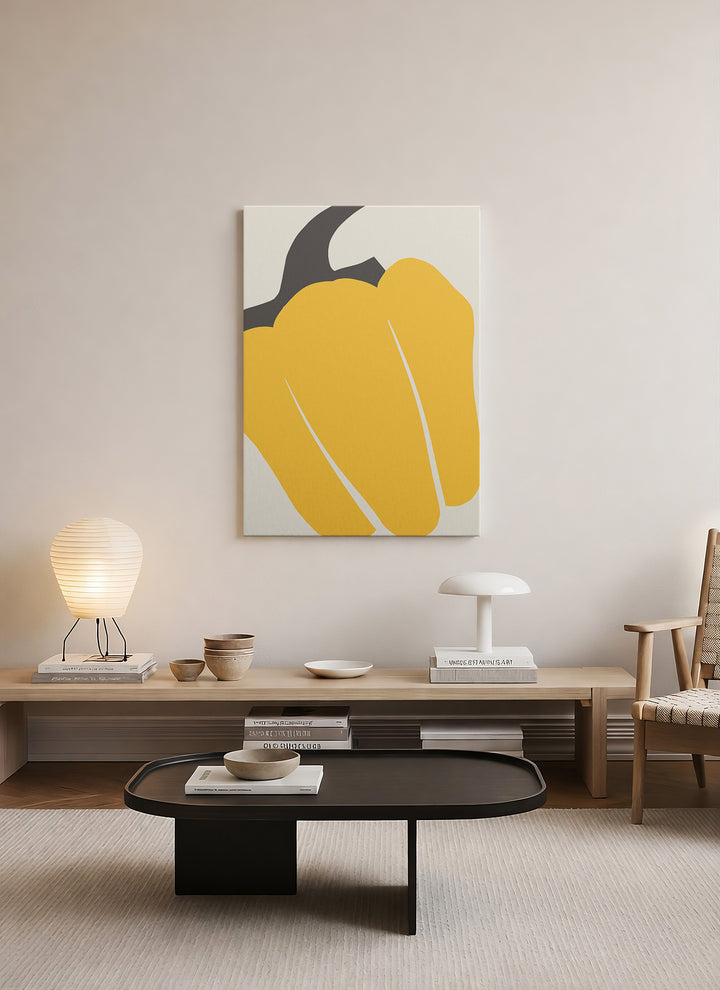 Sarı Biber – Minimalist Botanik Kanvas Tablo