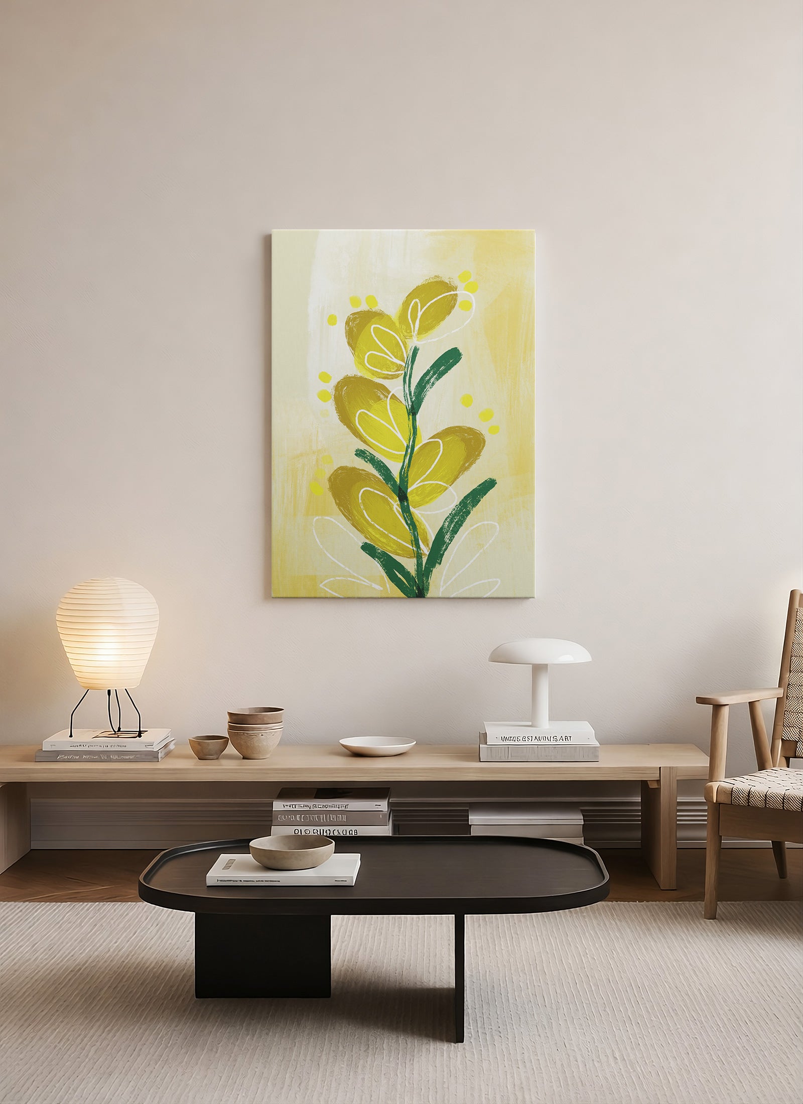 Sarı Filiz – Modern Botanik Abstract Kanvas Tablo