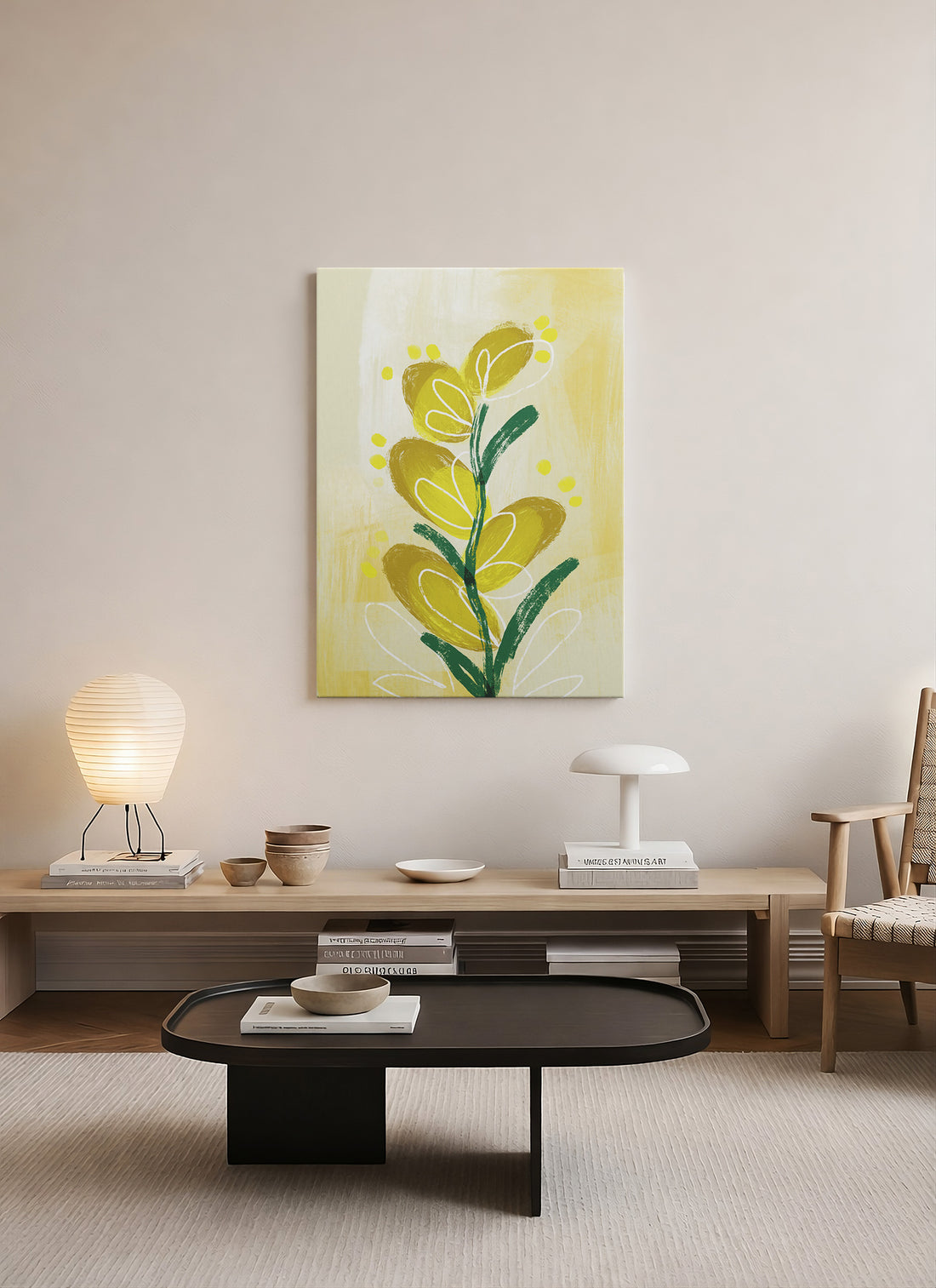 Sarı Filiz – Modern Botanik Abstract Kanvas Tablo