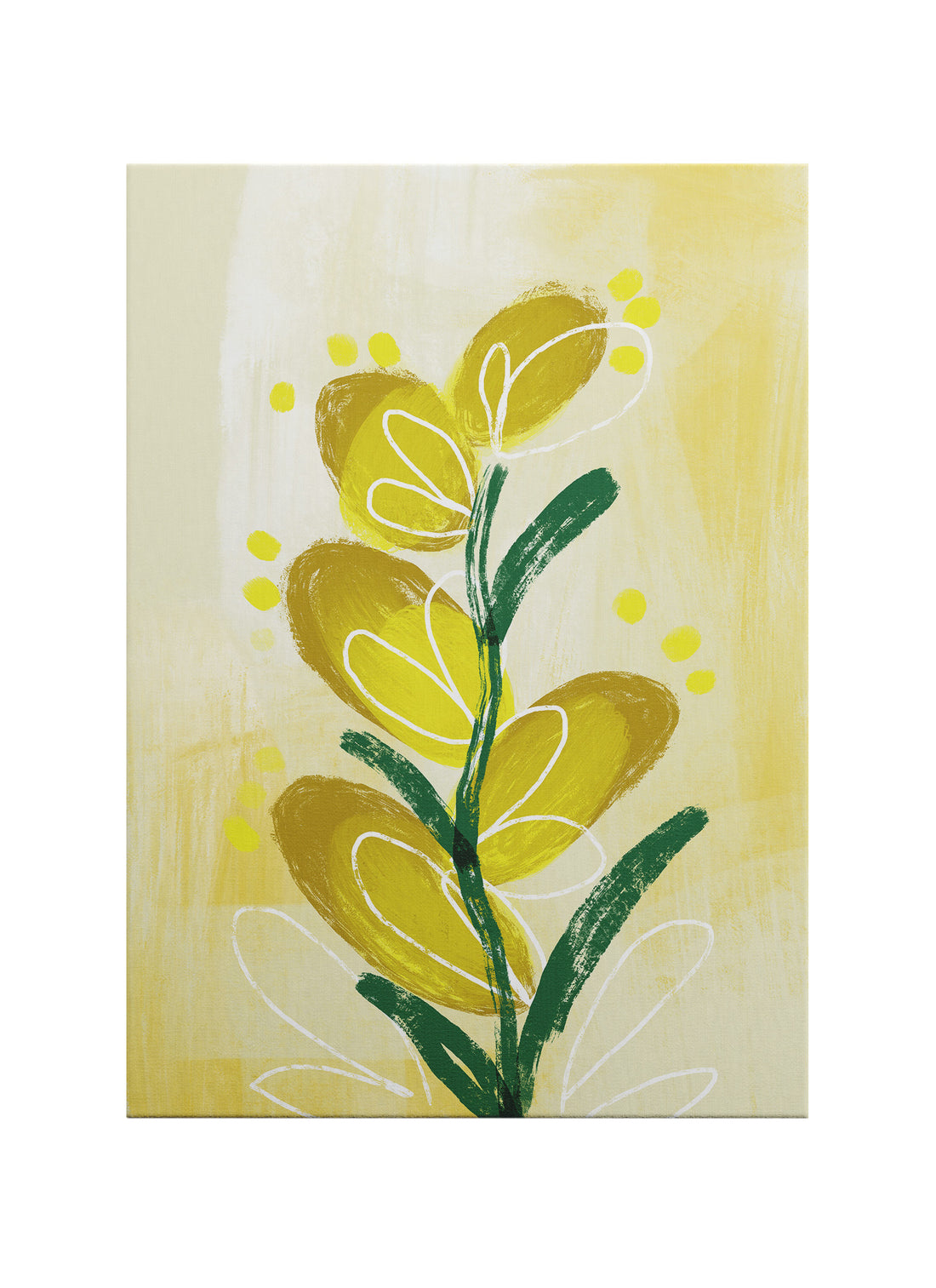 Sarı Filiz – Modern Botanik Abstract Kanvas Tablo