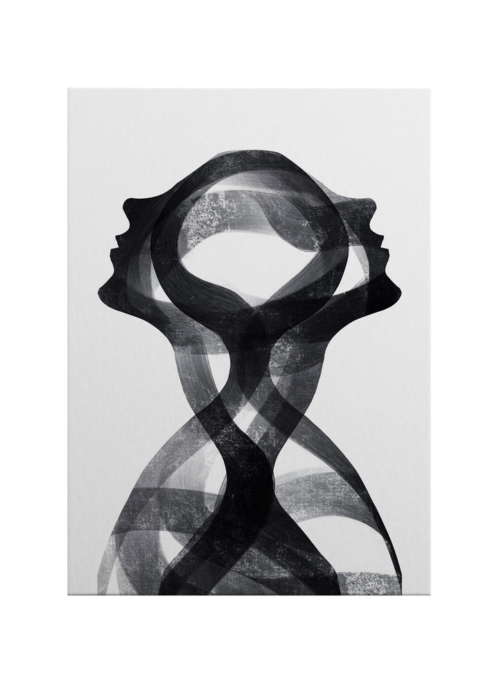 Sembolik Formlu Monokrom Soyut Kanvas Tablo